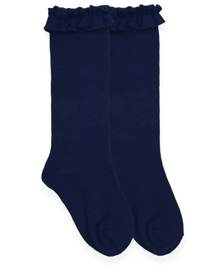 Jefferies Ruffle Knee High Socks 1658