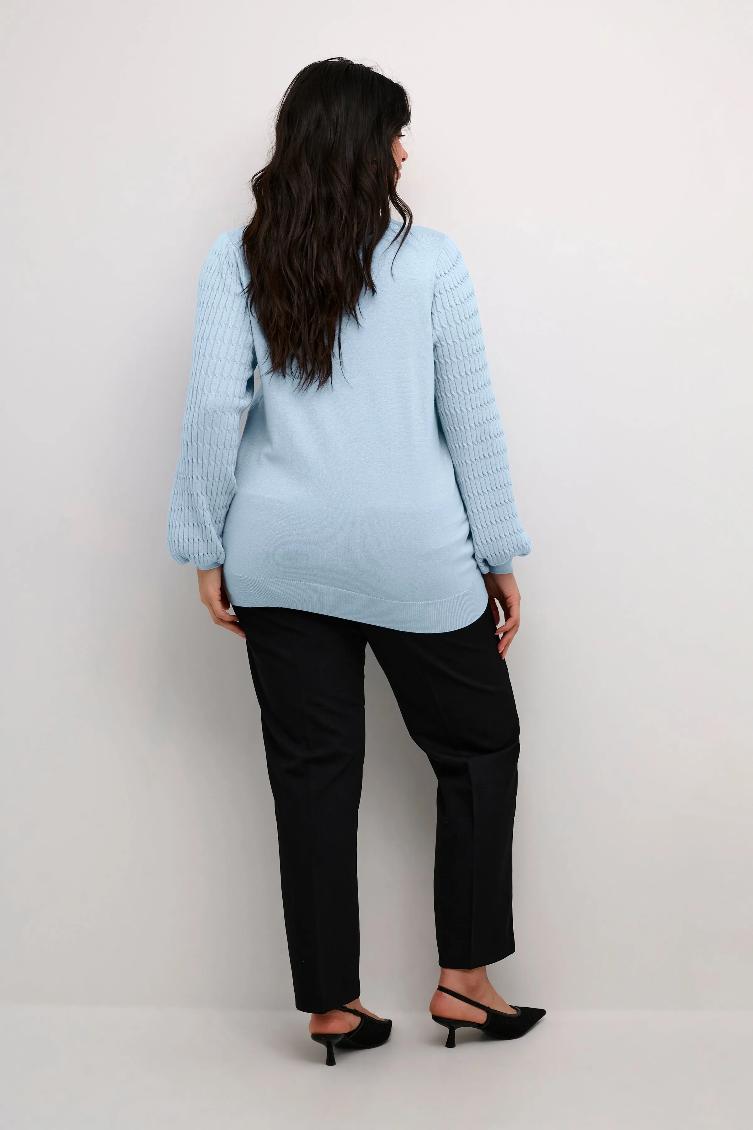 Kaffe Curve Lini Knit Jumper in Blue