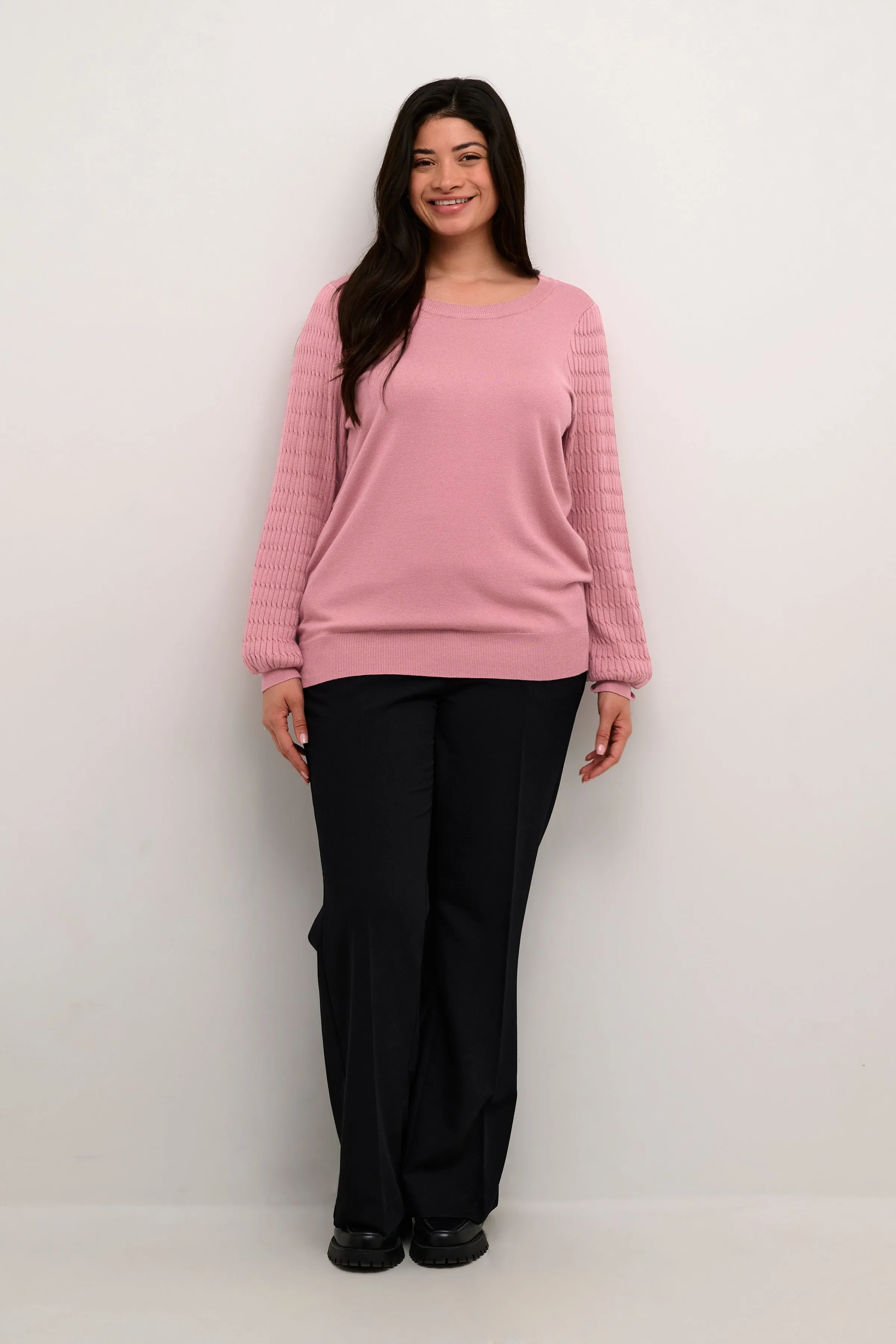 Kaffe Curve Lini Knit Jumper in Pink