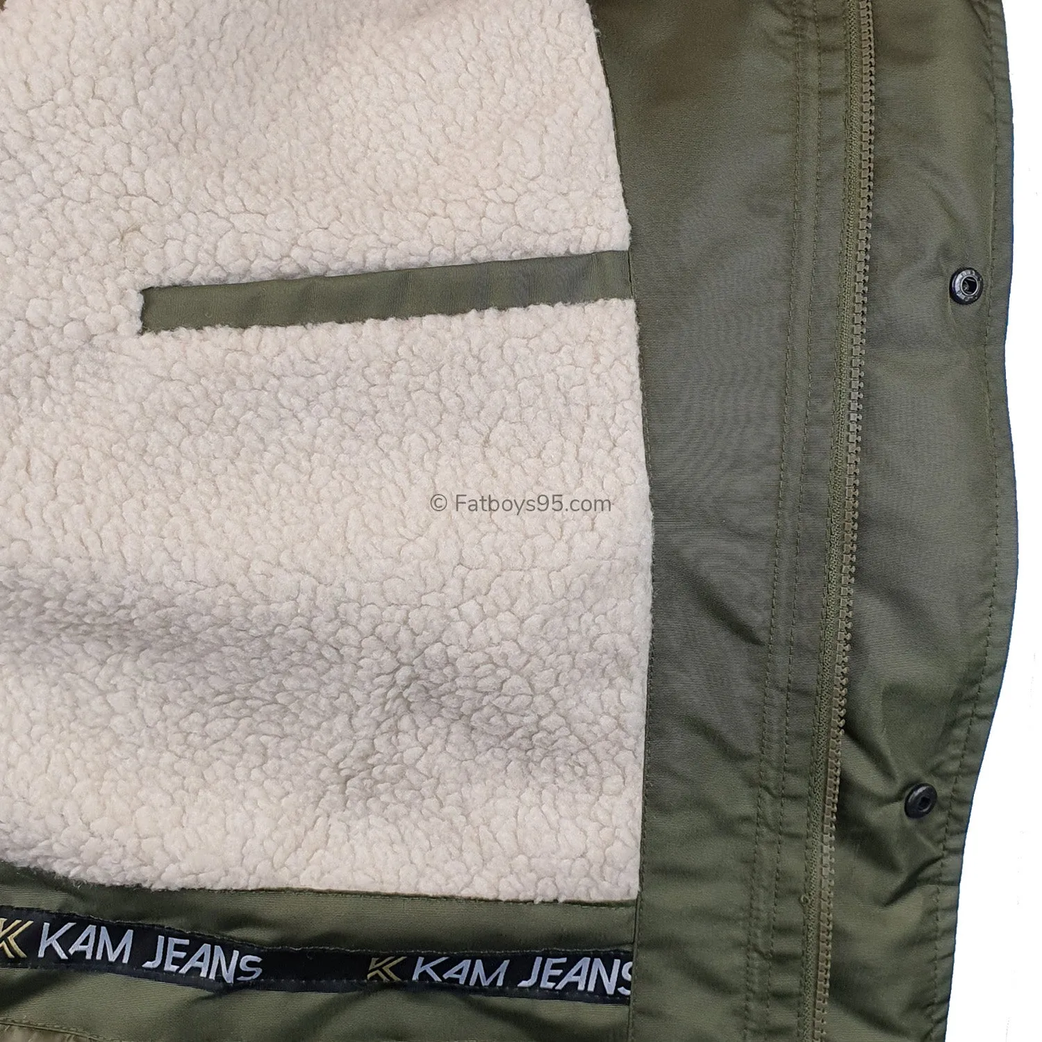 Kam Sherpa Lined Parka Coat - KBS KV112 - Army Green