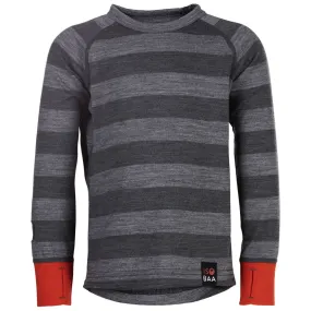 Kids Merino Blend 200 Long Sleeve Crew (Stripe Charcoal/Smoke)