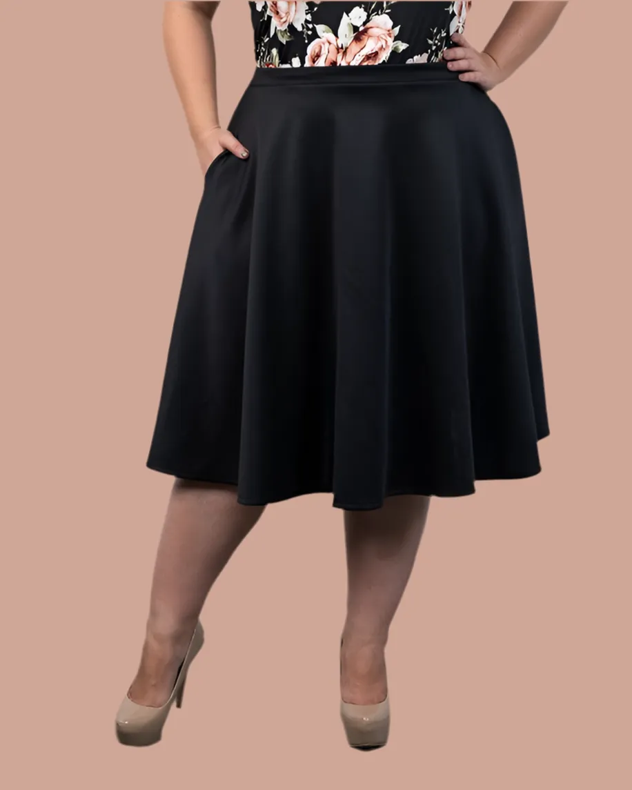 Knee Length circle skirt with side seam pockets