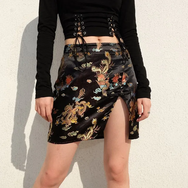 Lace Up Square Collar Long Sleeve Floral Skirt