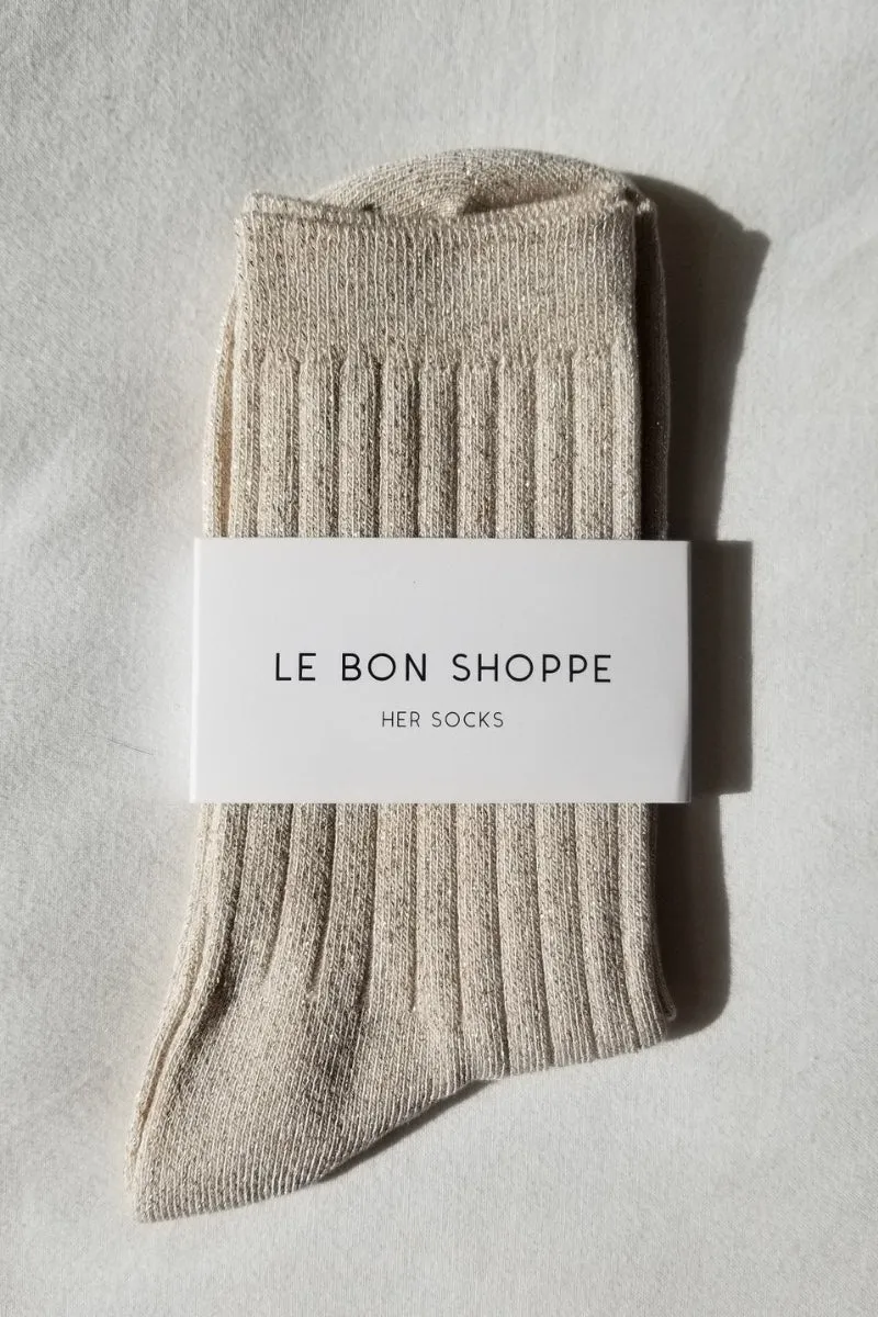 Le Bon Shoppe - Her Socks Lurex, Ivory Gold Glitter