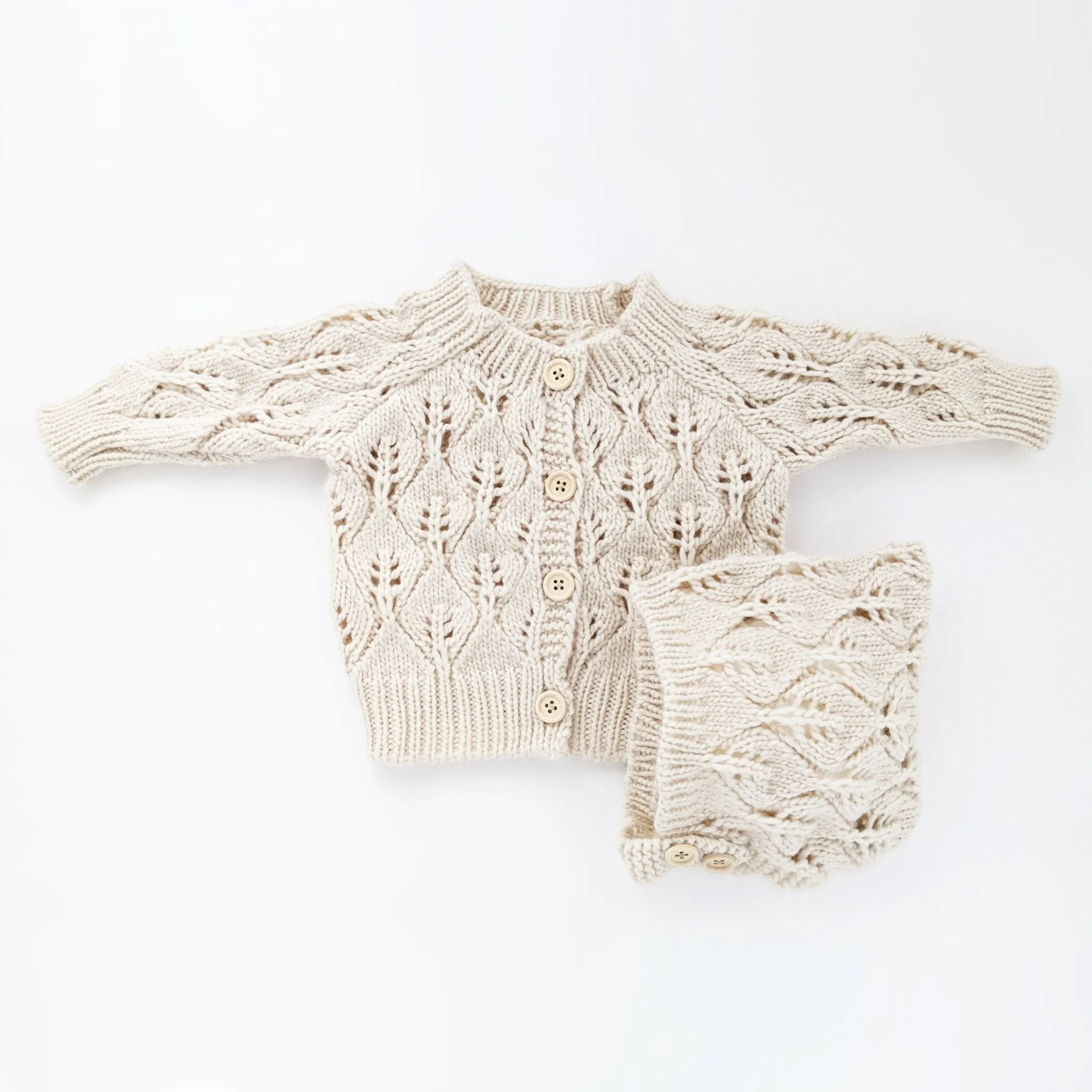 Leaf Lace Cardigan Sweater Natural