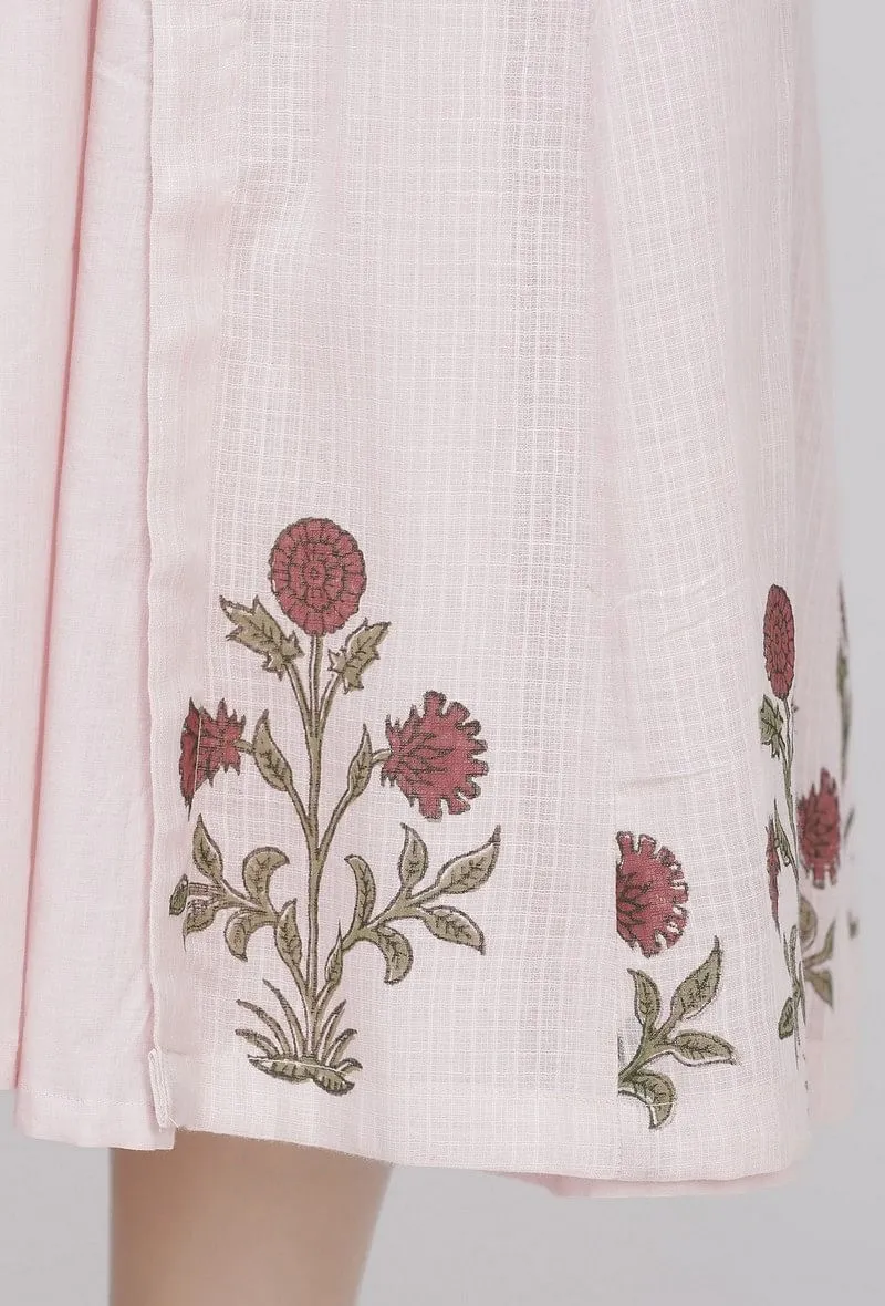 Light Pink Kota Hand-Block Printed Cape