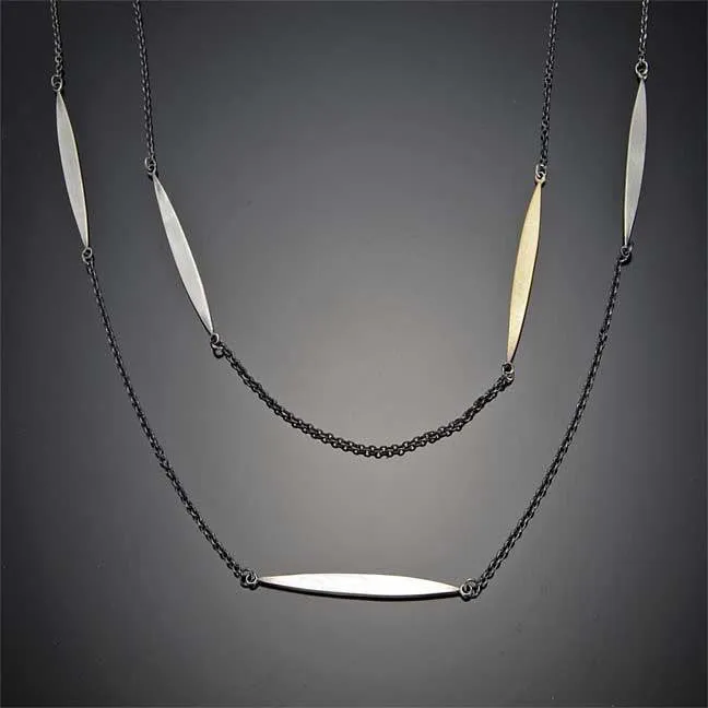 Long Leaf Chain Necklace with Gold Leaf