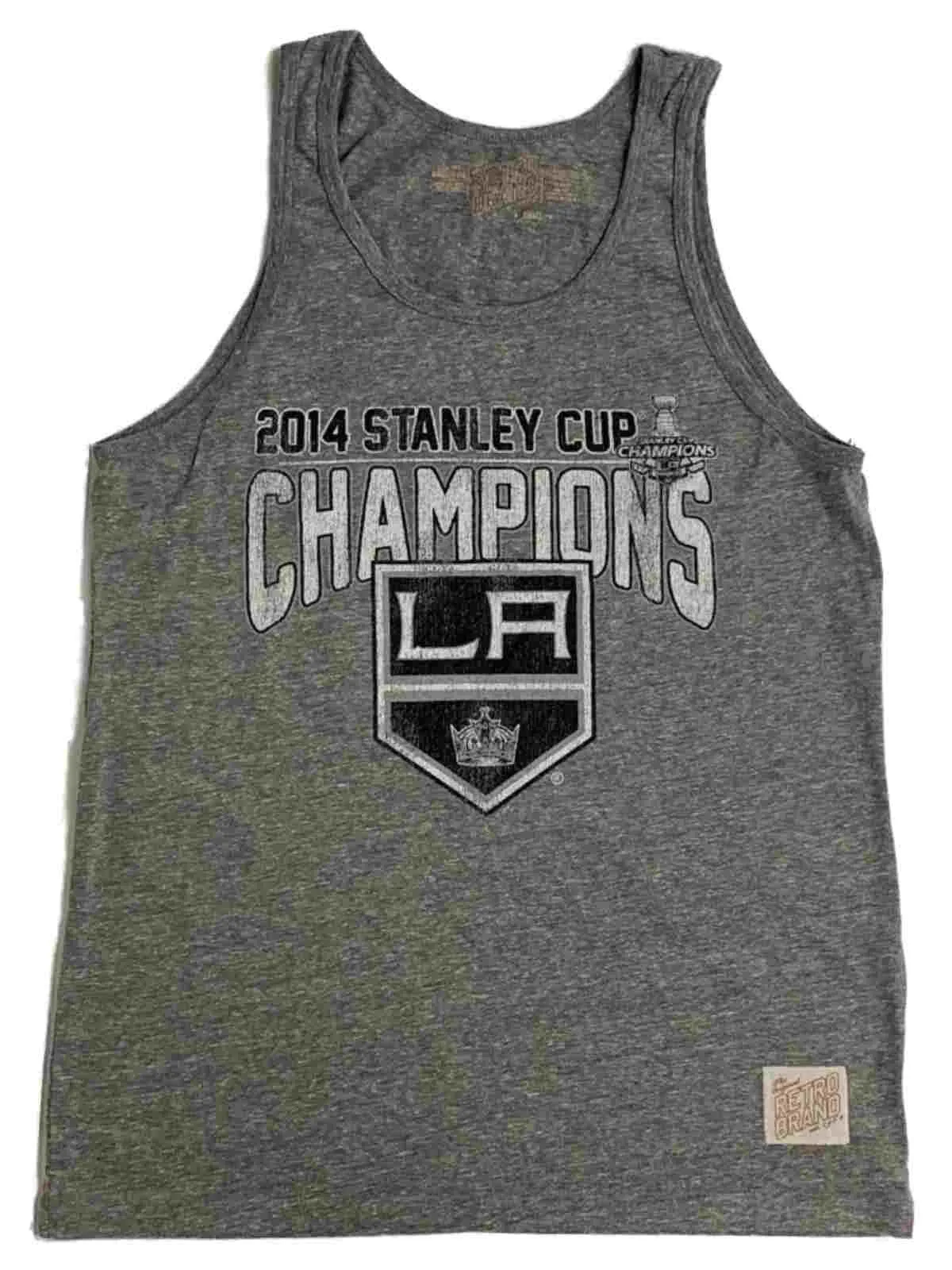 Los Angeles LA Kings Retro Brand 2014 Stanley Cup Champions Gray Tank Top