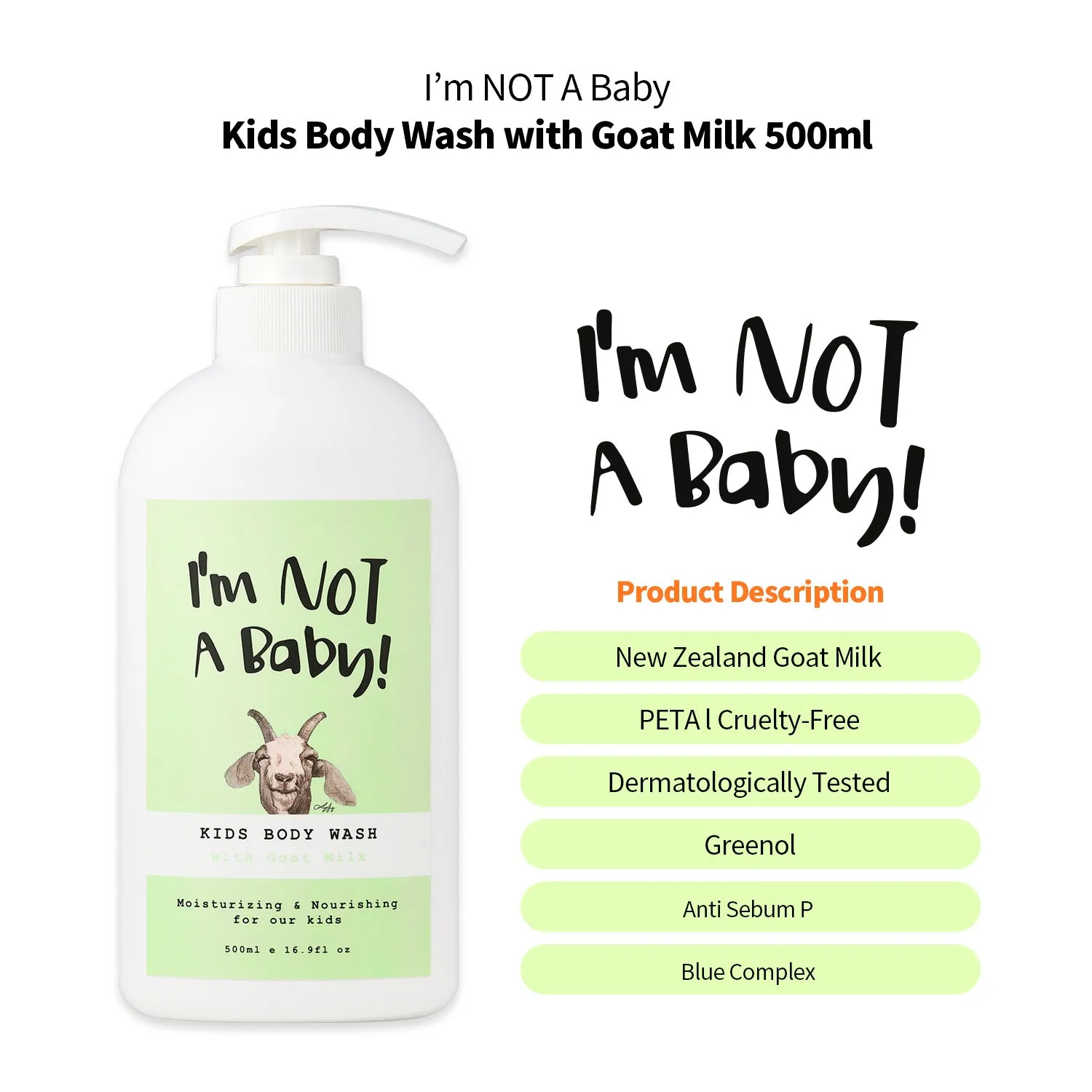 <I'm NOT Baby!> Kids Shower Gift Set 06 | Kids Shampoo, Hair Conditioner, Body Wash for Kids