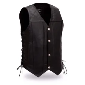 Men's Buffalo Nickel Leather Vest. Concealed Gun Pockets. Adjustable Side Lacing