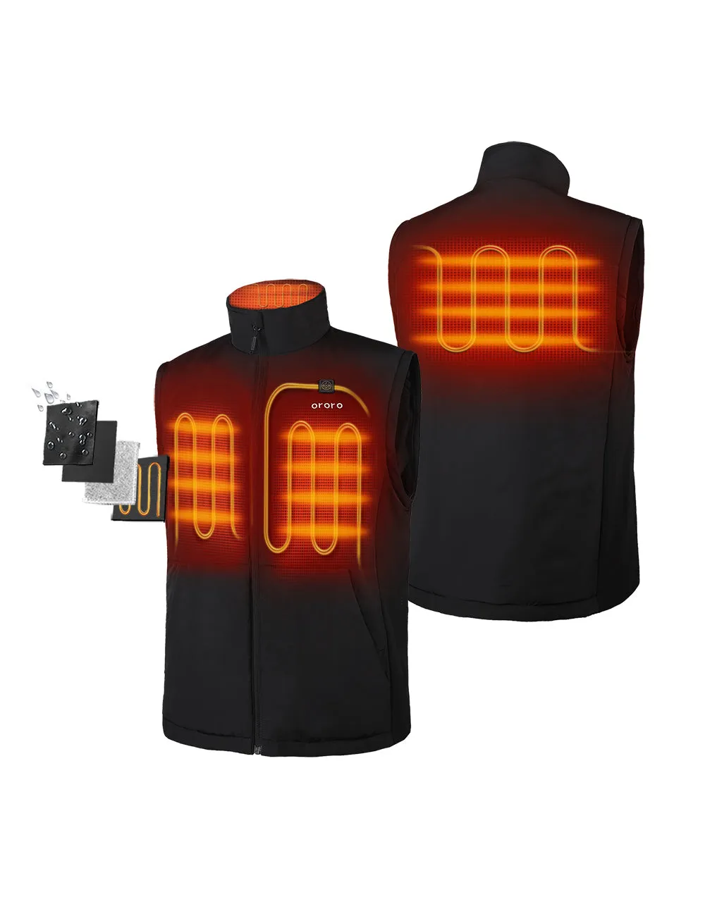 Men's Heated Golf Vest With Zip-Off Sleeves - Black