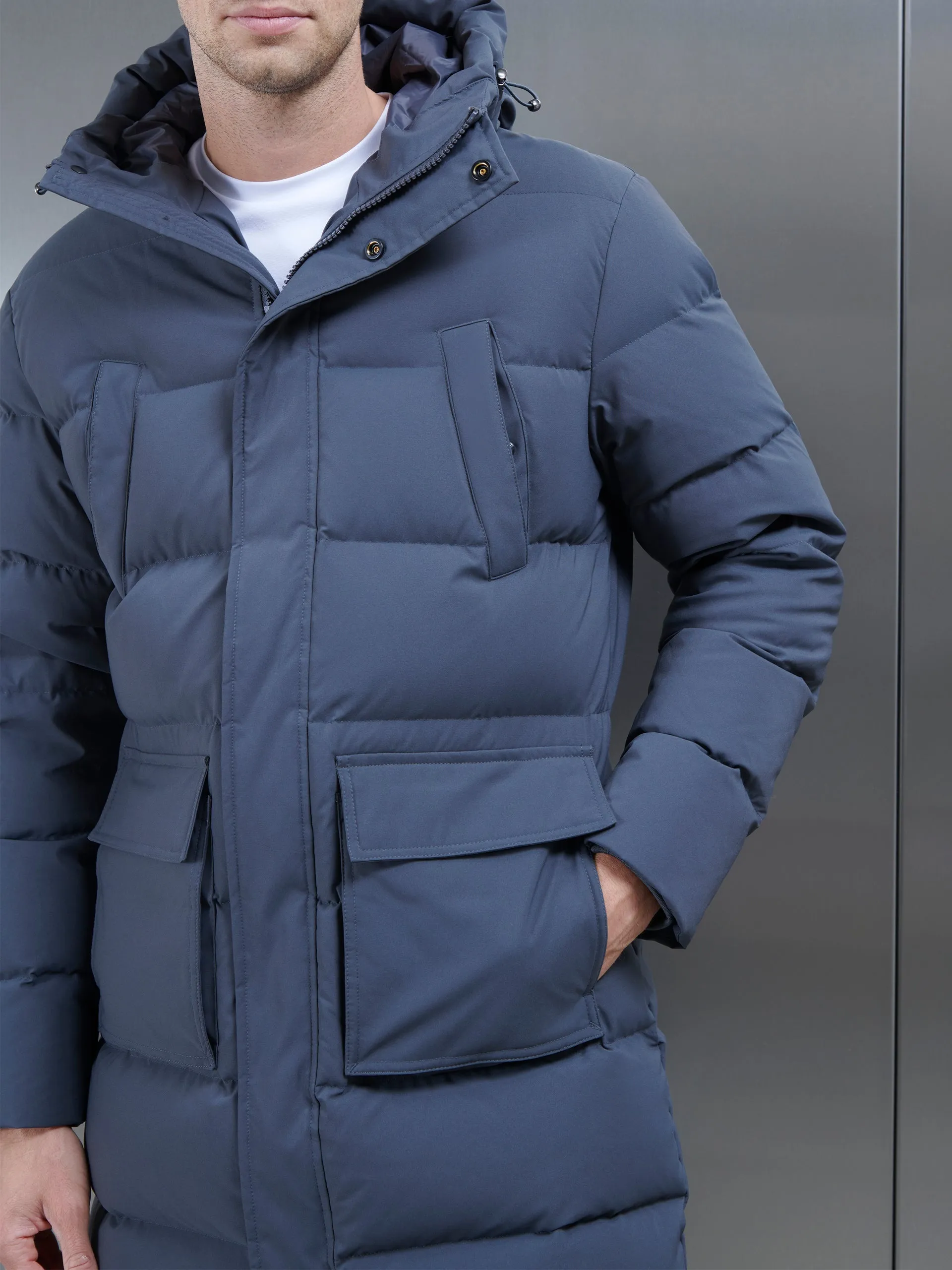 Mid Length Pocket Parka in Charcoal