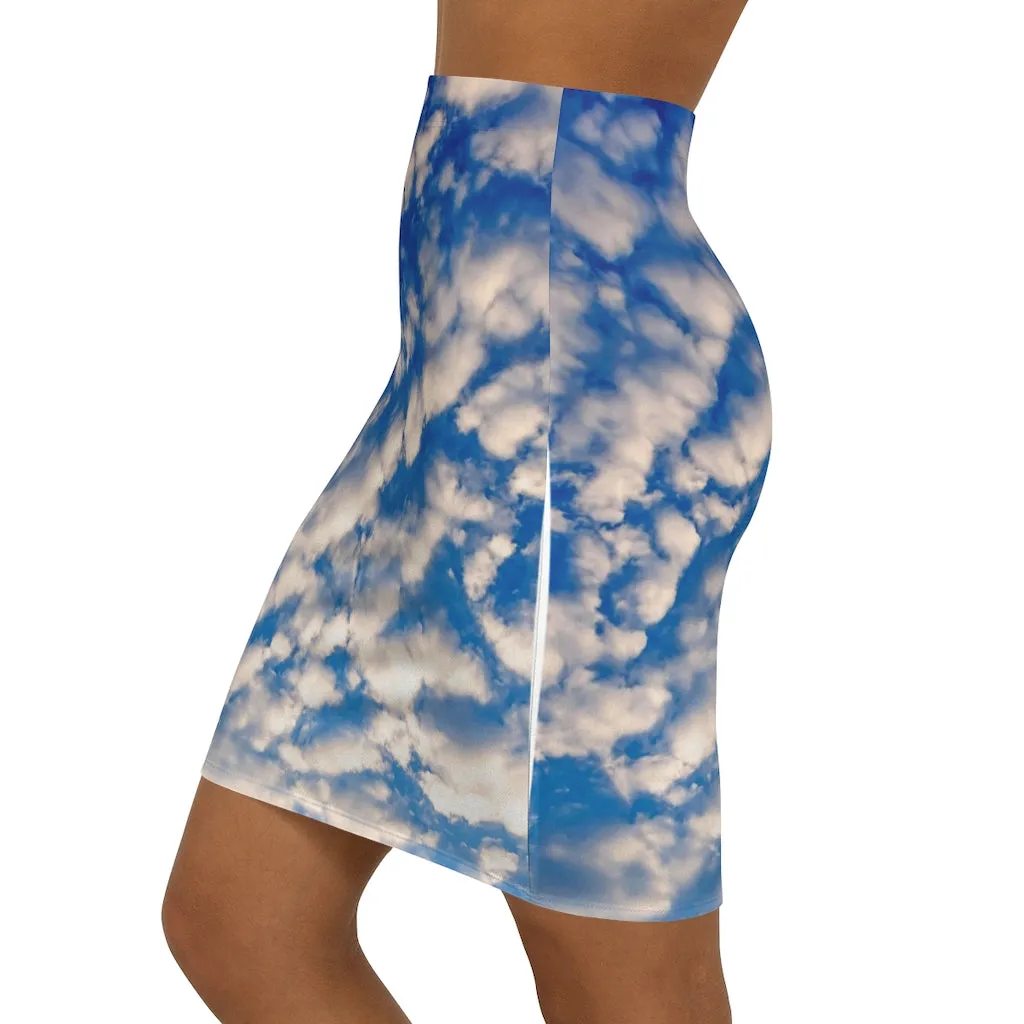 Mini Skirt AL BLUE DESIGNED CLOUDS