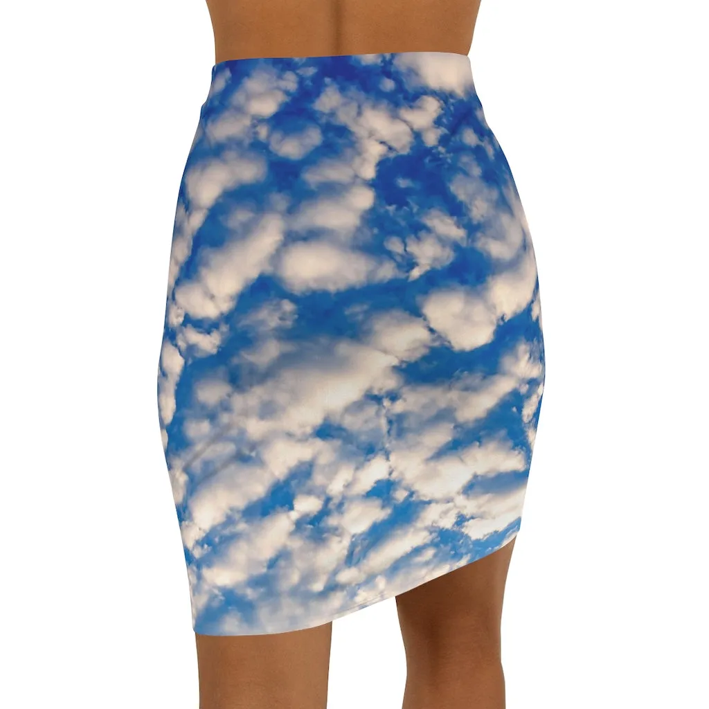 Mini Skirt AL BLUE DESIGNED CLOUDS