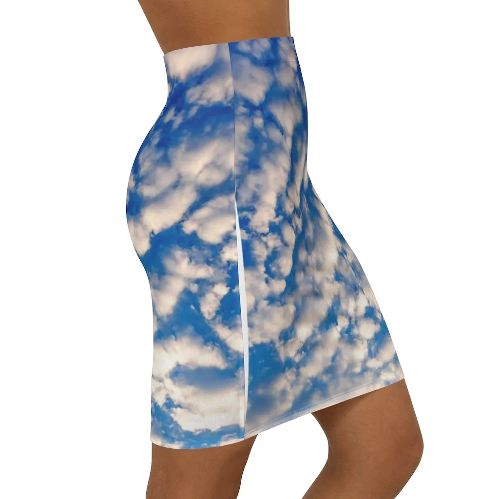 Mini Skirt AL BLUE DESIGNED CLOUDS