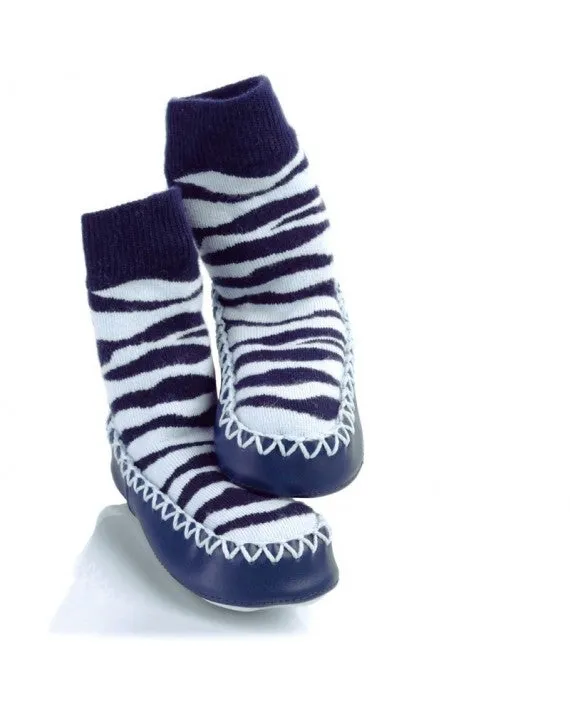 MoccOns Slipper Socks Zebra Stripe