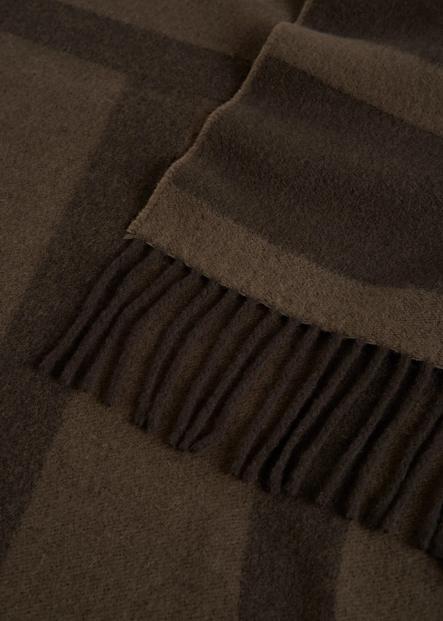 Monogram jacquard wool scarf dark brown