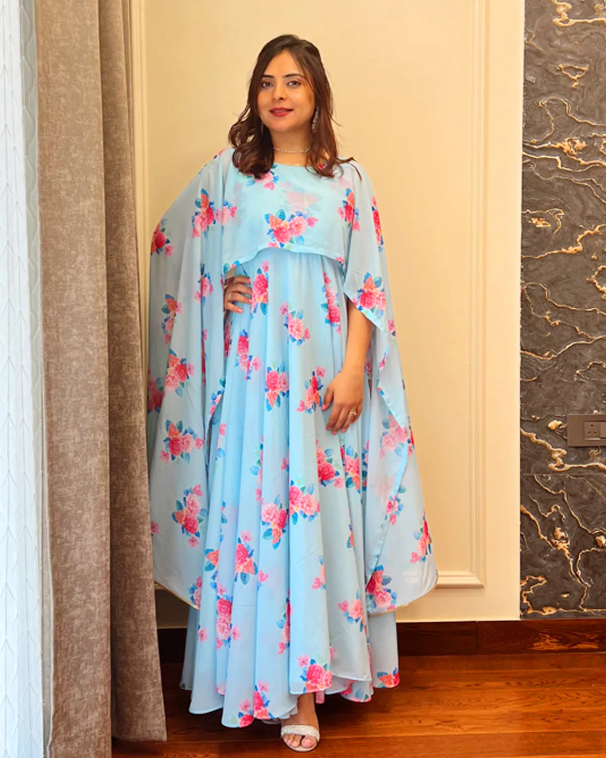 Moody Bloom Cape Dress