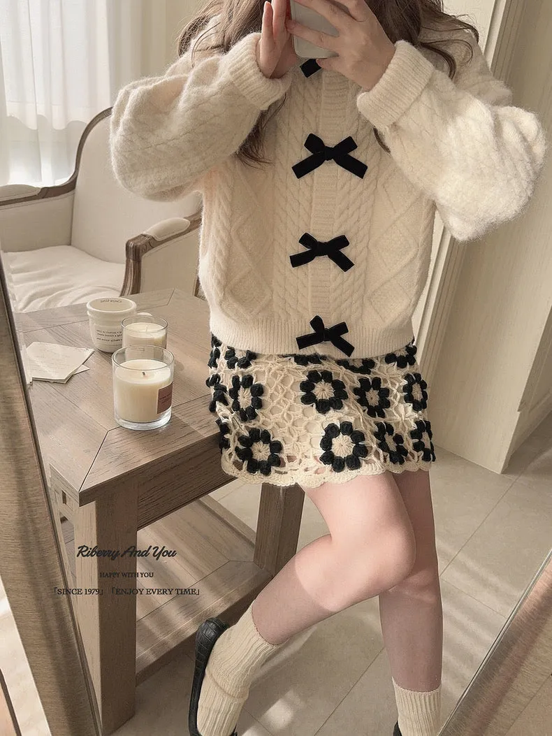 My dear lady classic knitting sweater cardigan