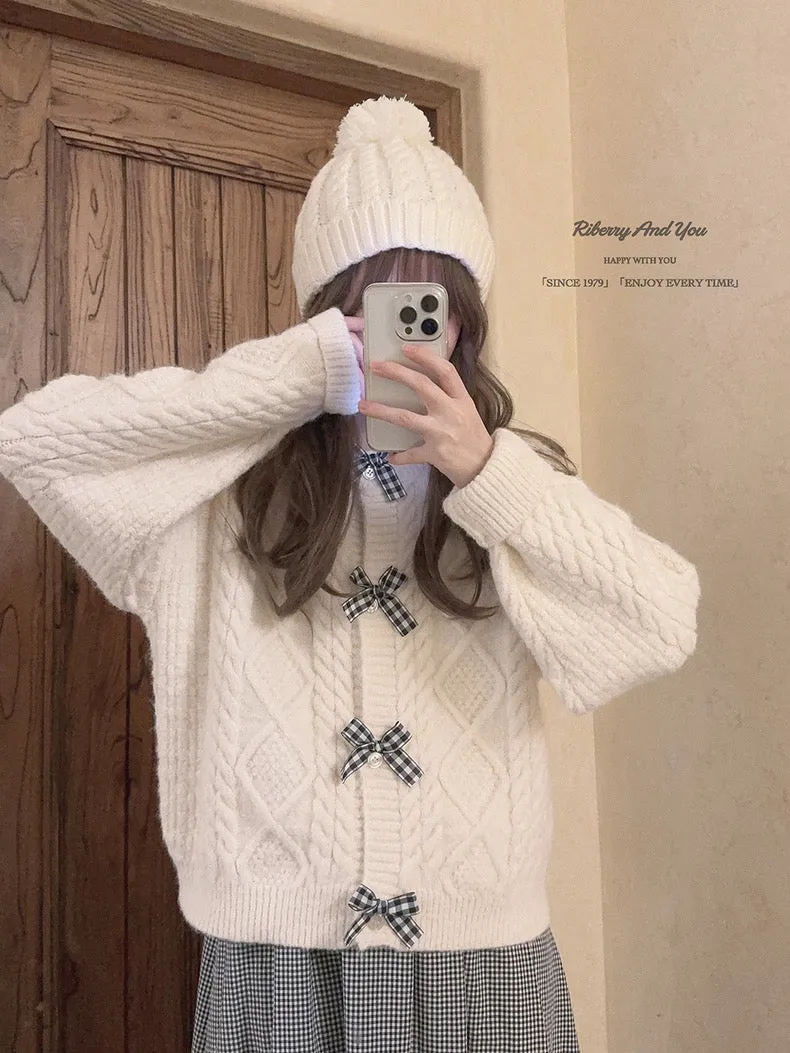 My dear lady classic knitting sweater cardigan