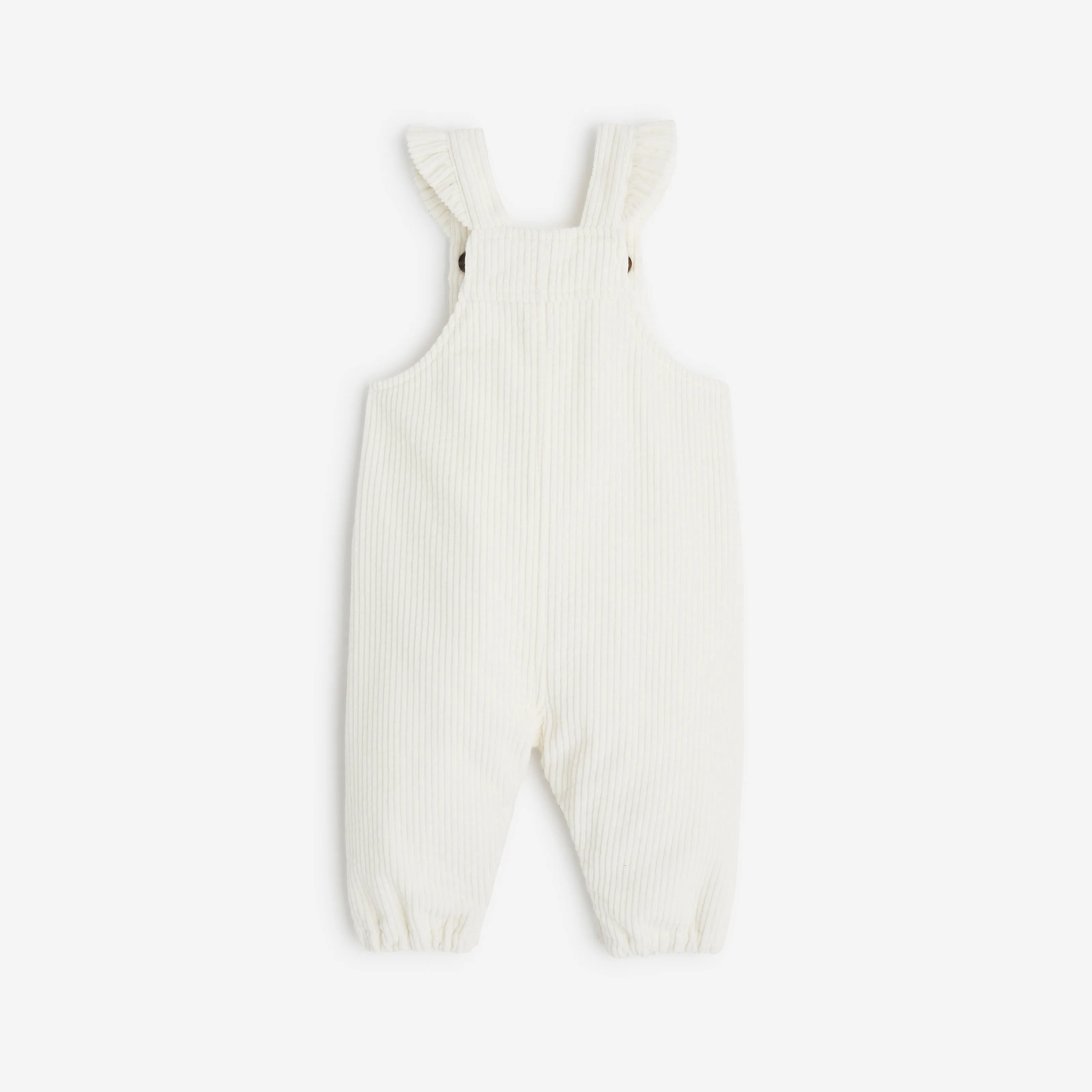 Newborn girls' off white corduroy overalls