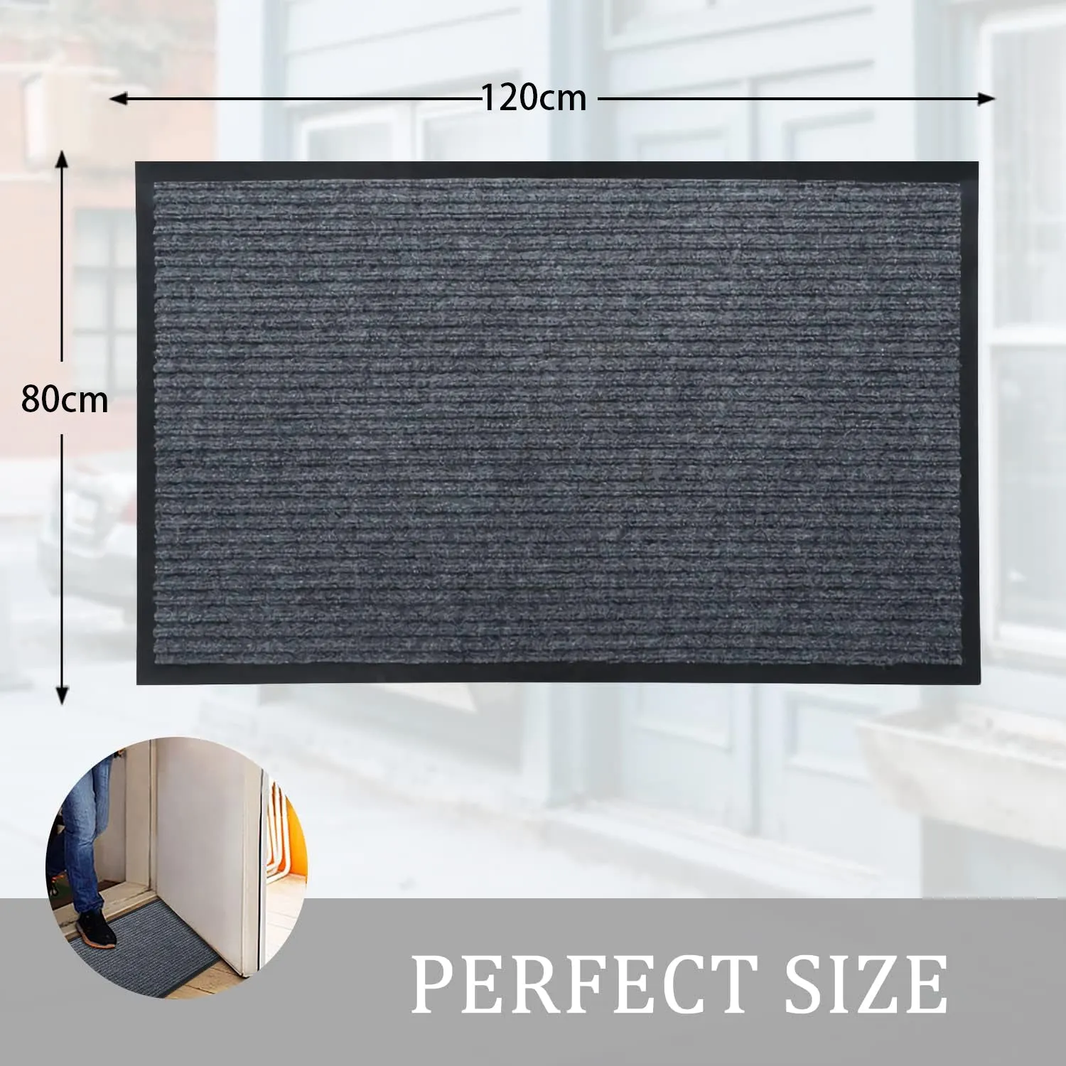 Non-Slip Durable Indoor/Outdoor Door Mat - 80x120cm