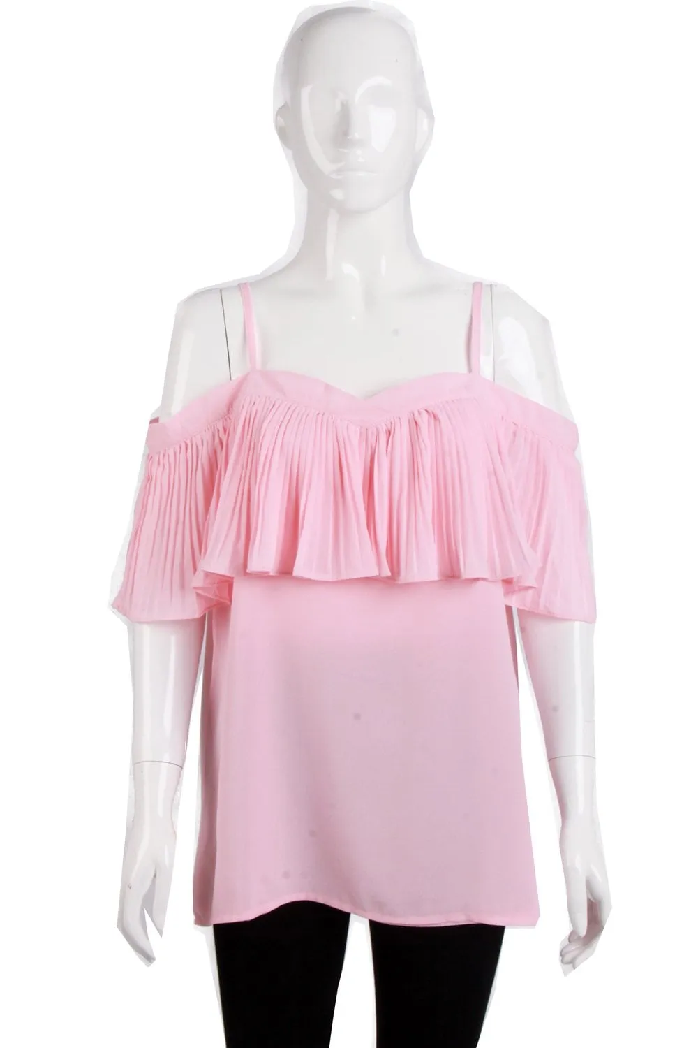 Off Shoulder Pleated Ruffle Strappy String Vest Cami Top