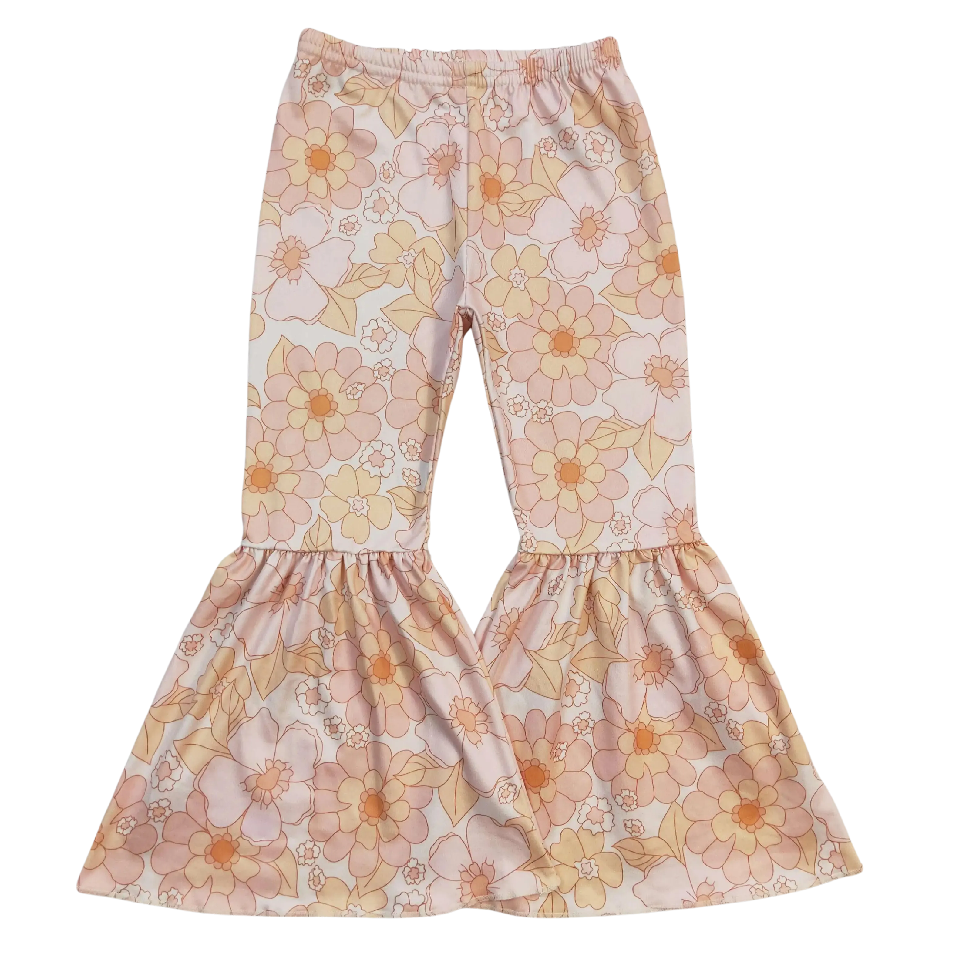 Orange Flowers Milk Silk Bell Bottoms