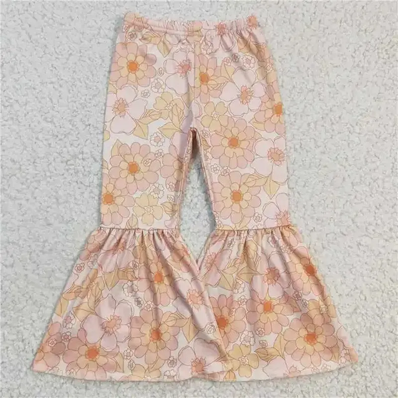 Orange Flowers Milk Silk Bell Bottoms