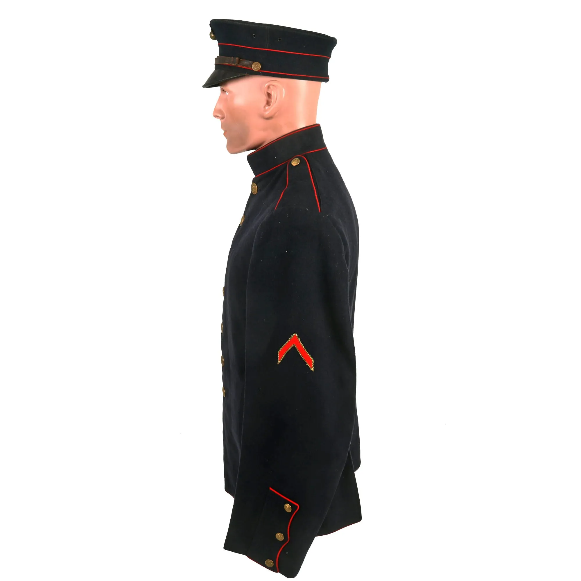 Original Identified WWI United States Marine Corps M1912 Dress Blue Uniform & Bell Crown Service Cap