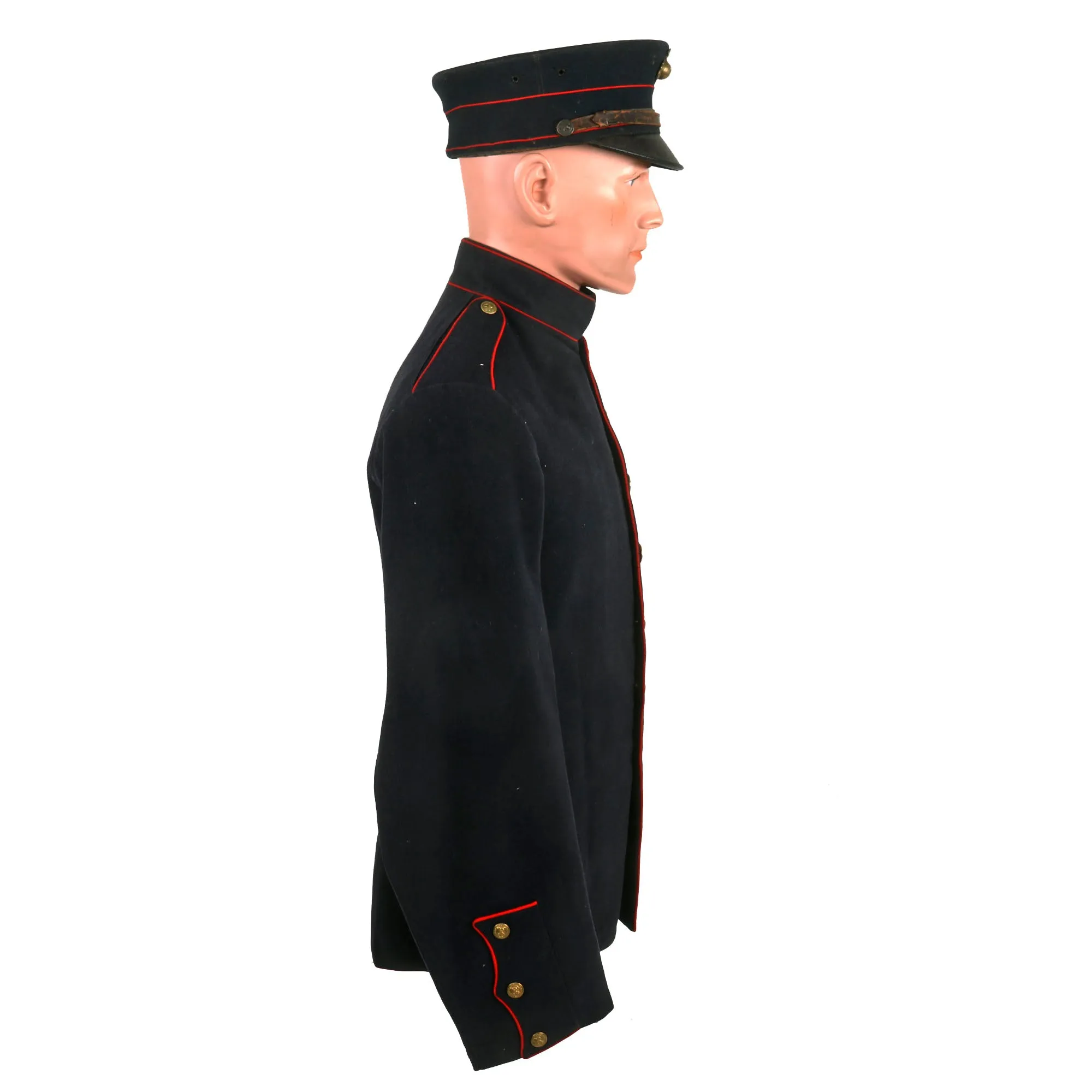 Original Identified WWI United States Marine Corps M1912 Dress Blue Uniform & Bell Crown Service Cap