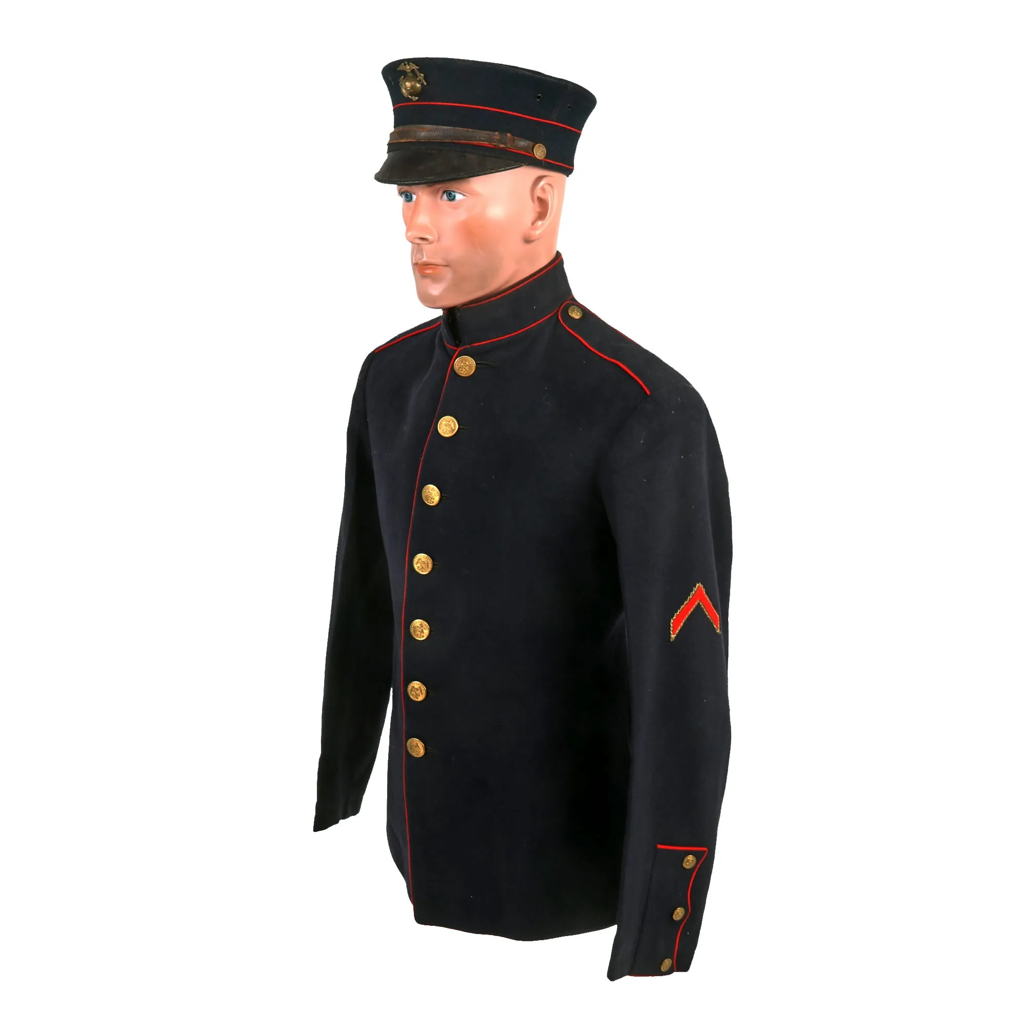 Original Identified WWI United States Marine Corps M1912 Dress Blue Uniform & Bell Crown Service Cap