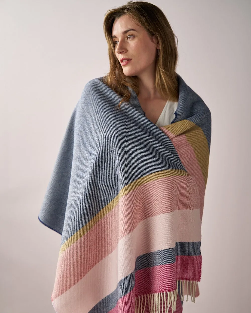 Oversized Blanket Scarf: Indigo Stripe