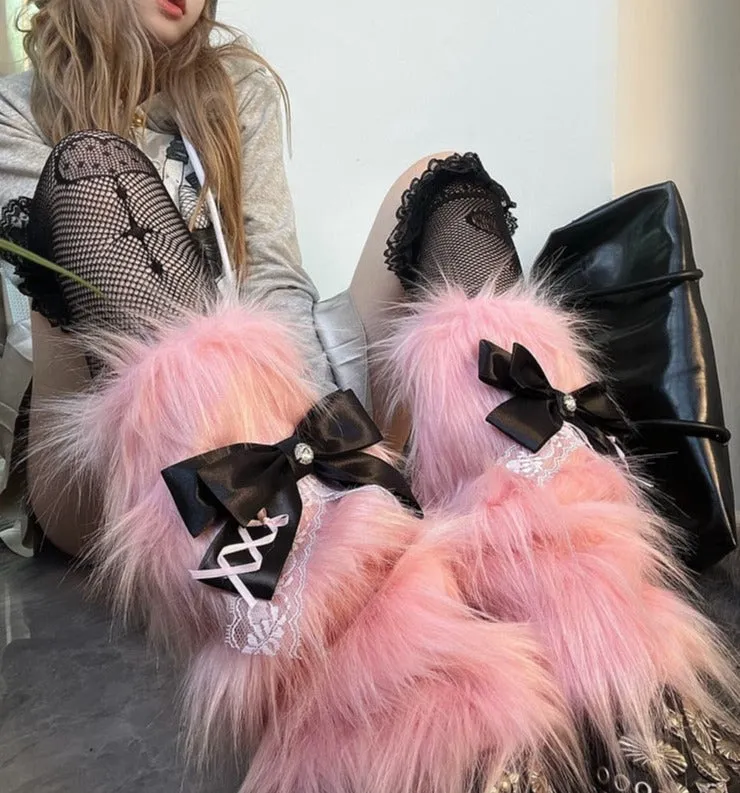 Pastel Goth Fur Leg Warmers