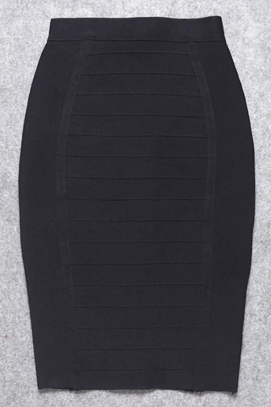 Pencil High Waist Bandage Knee Length Cocktail Skirt - Classic Black