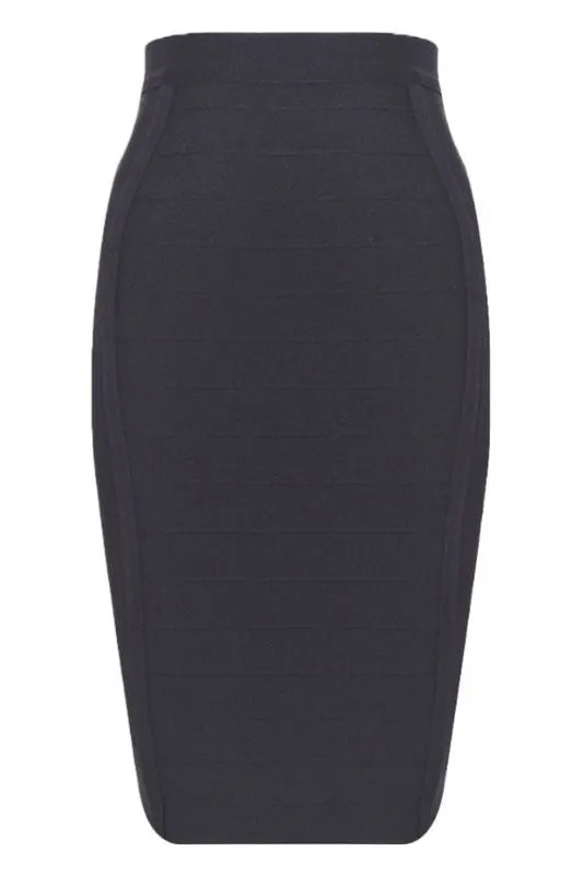 Pencil High Waist Bandage Knee Length Cocktail Skirt - Classic Black