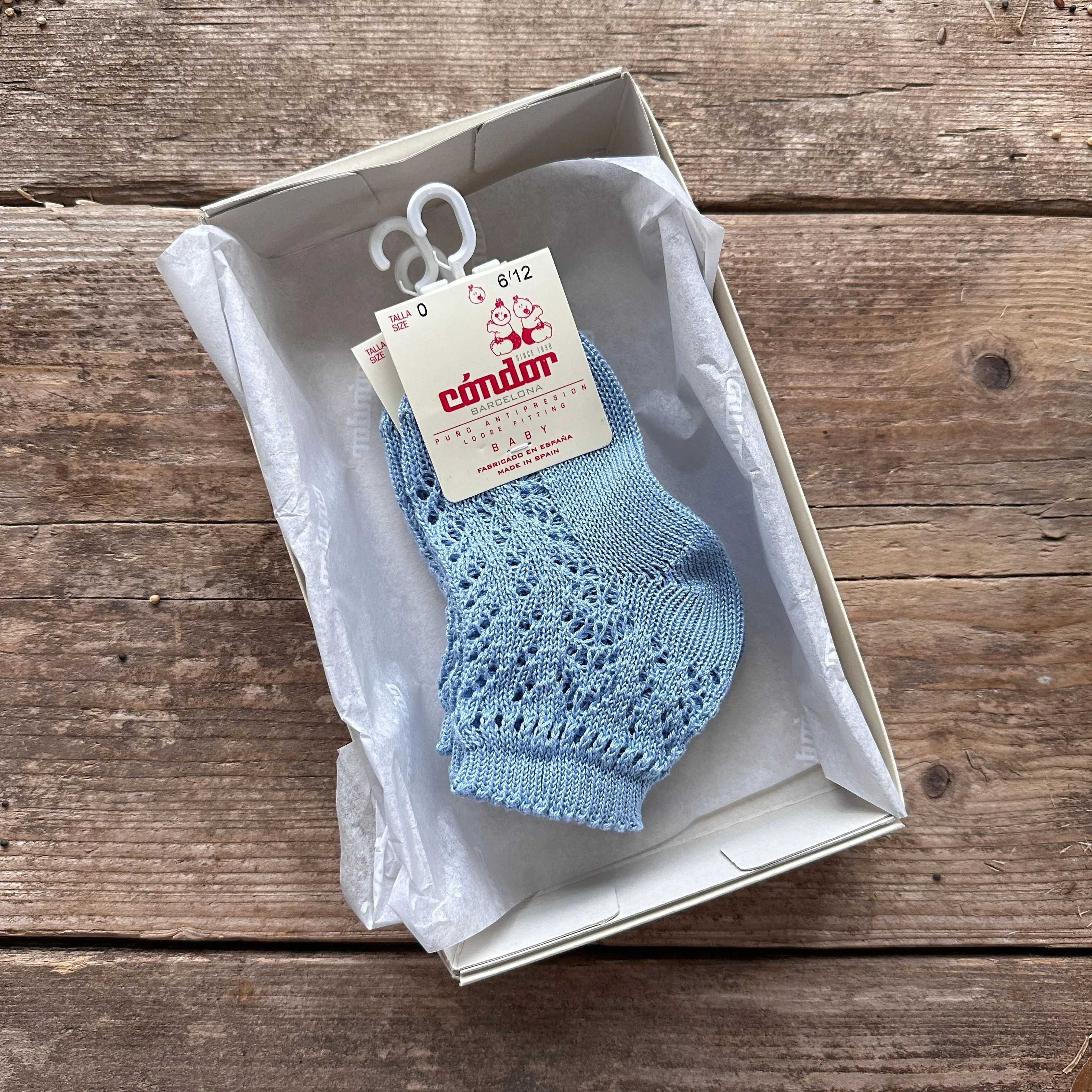 Perle Cotton Openwork Ankle Socks | Bluish