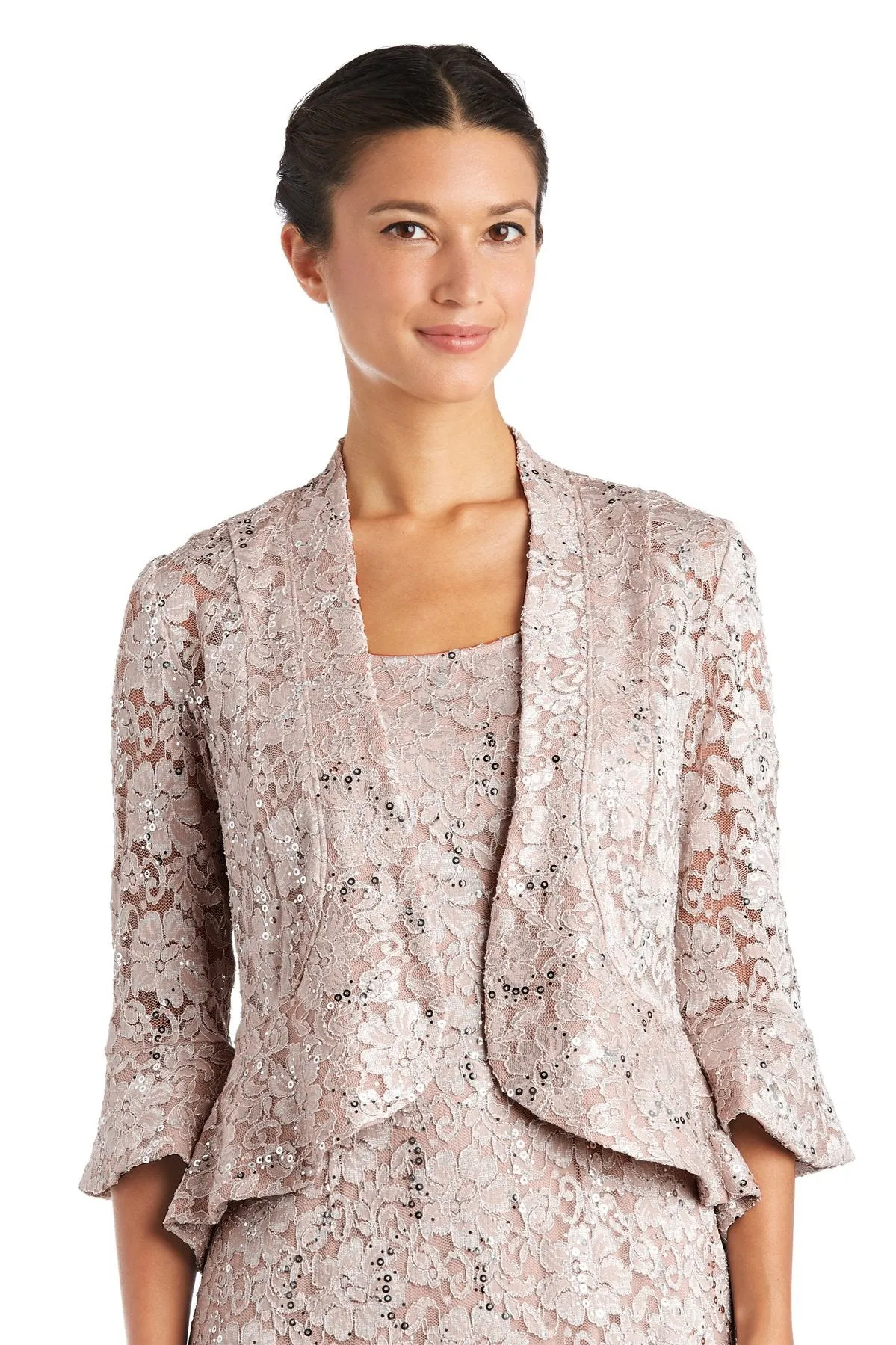 Petite Women's Sequin Lace Midi Jacket Dress - Mother Of The Bride Dress