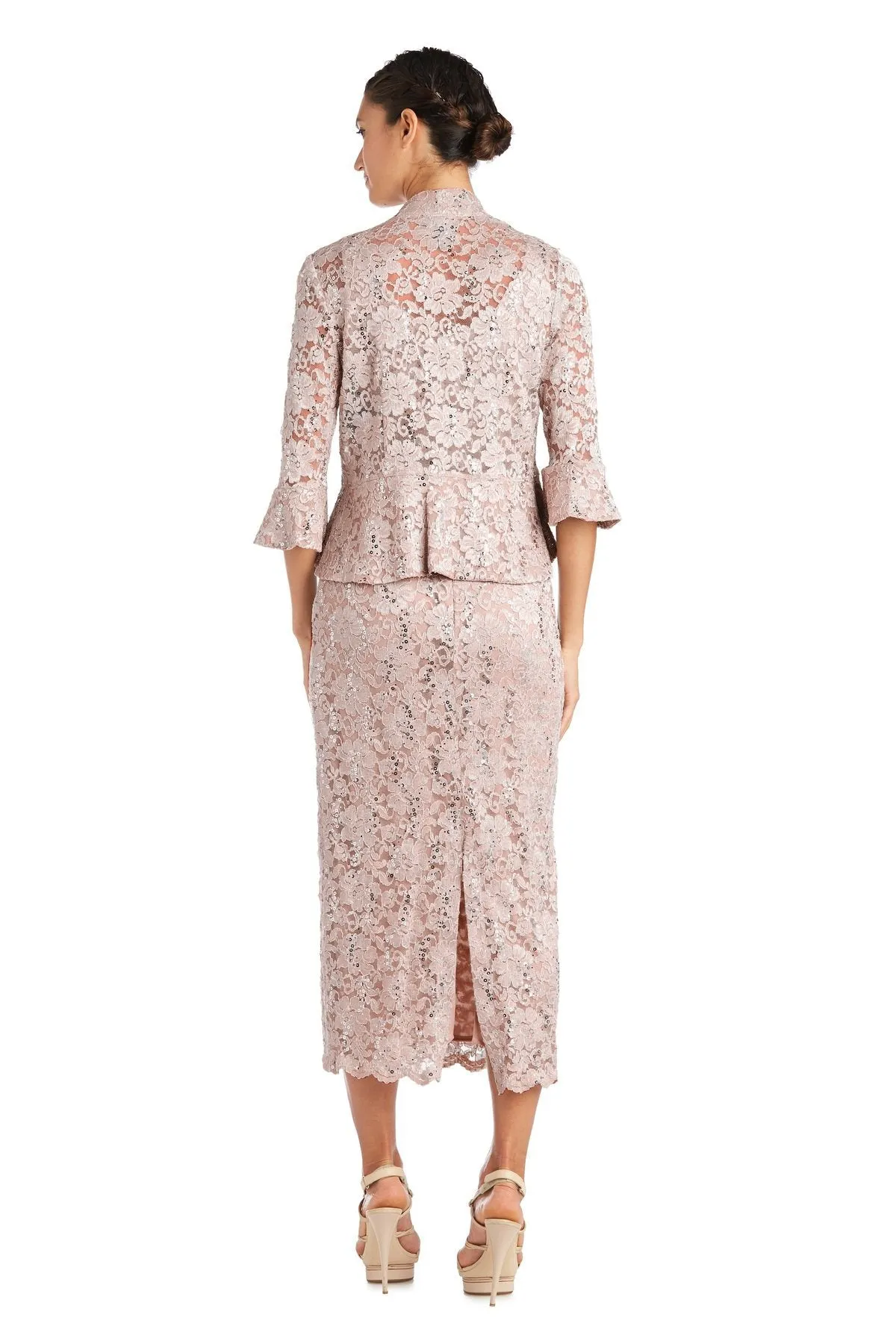 Petite Women's Sequin Lace Midi Jacket Dress - Mother Of The Bride Dress