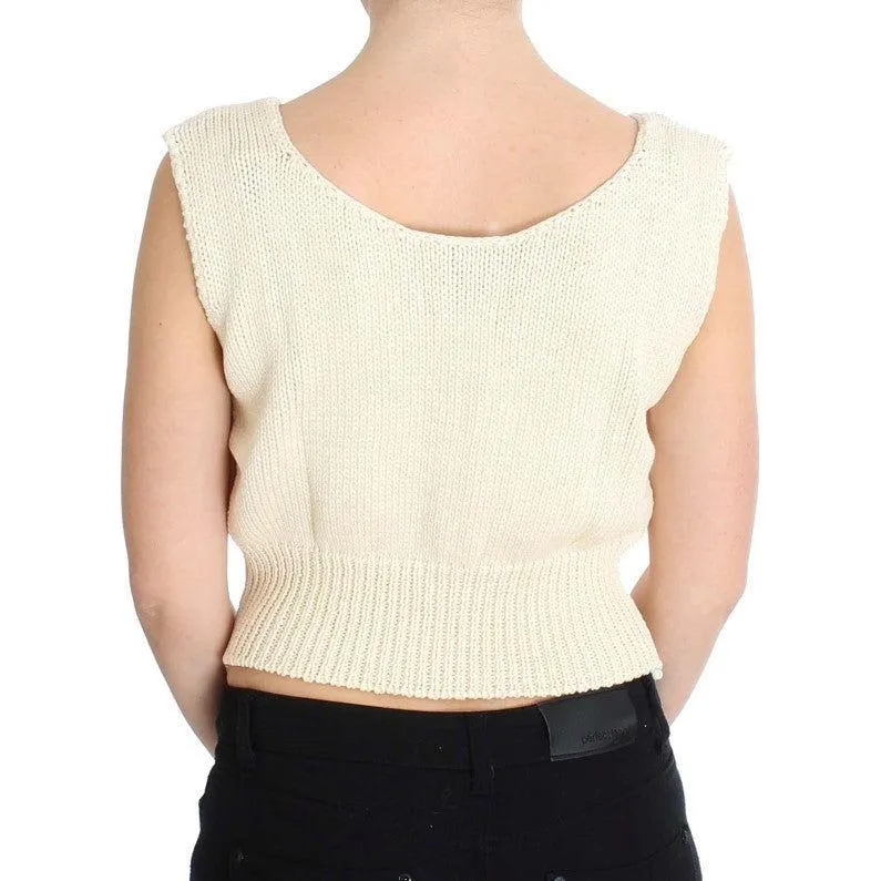 PINK MEMORIES Beige Sleeveless Knit Vest Sweater