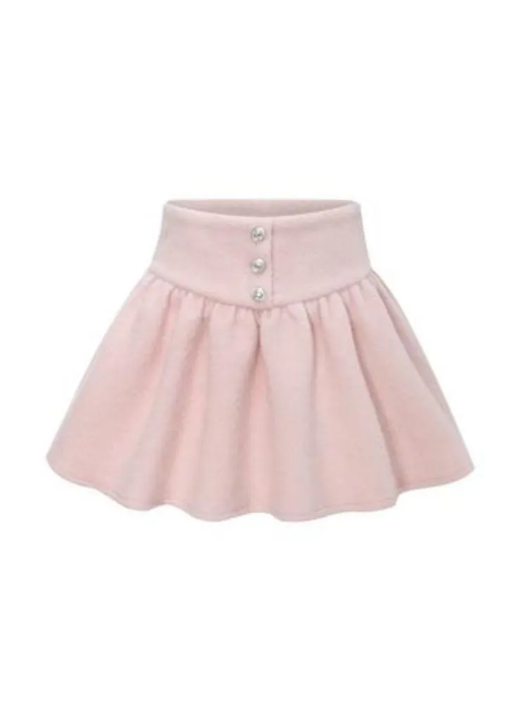 Pink wool coat and high waist tutu skirt【s0000004542】