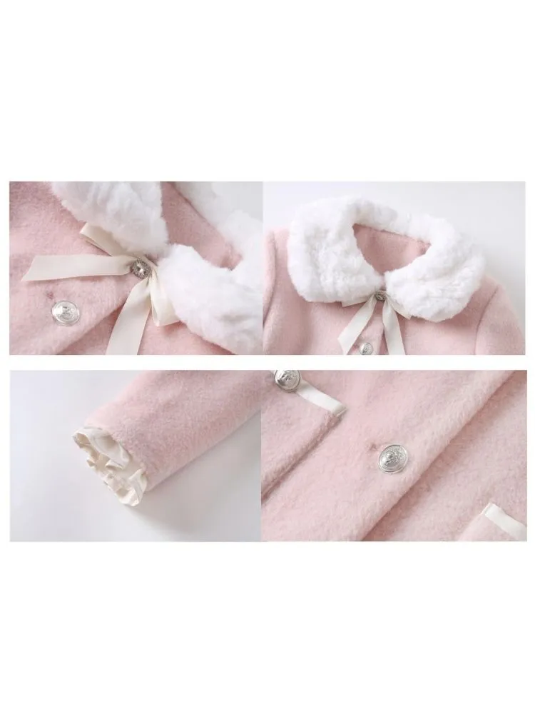 Pink wool coat and high waist tutu skirt【s0000004542】