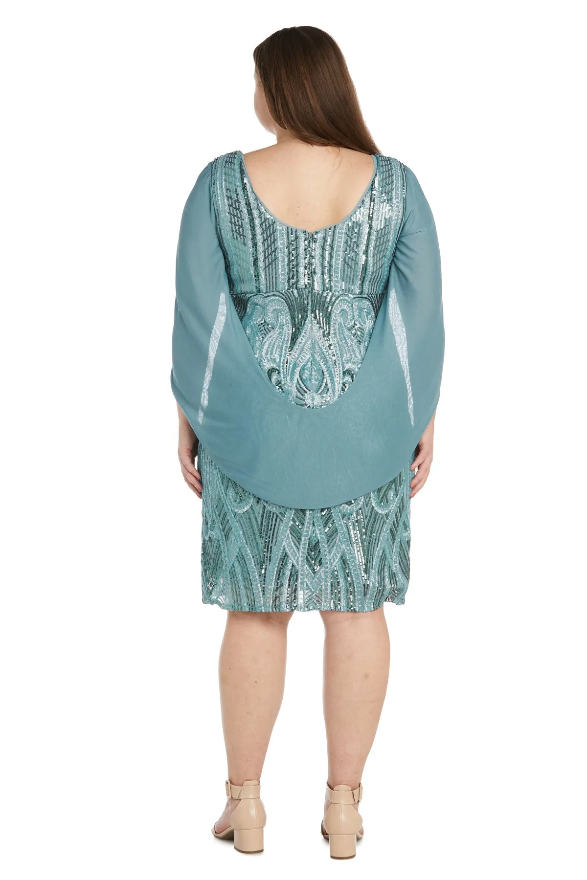 Plus Size Women Sequin Cocktail Cape Dress