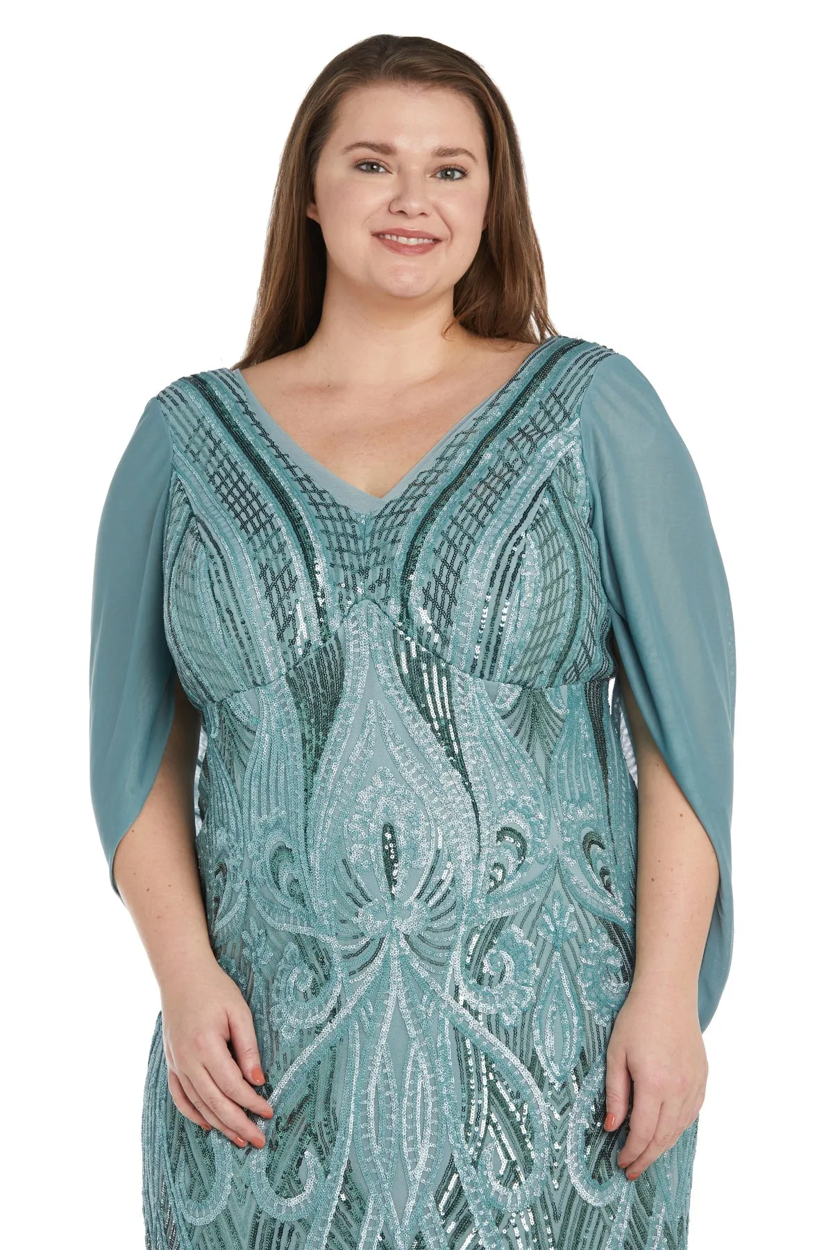 Plus Size Women Sequin Cocktail Cape Dress