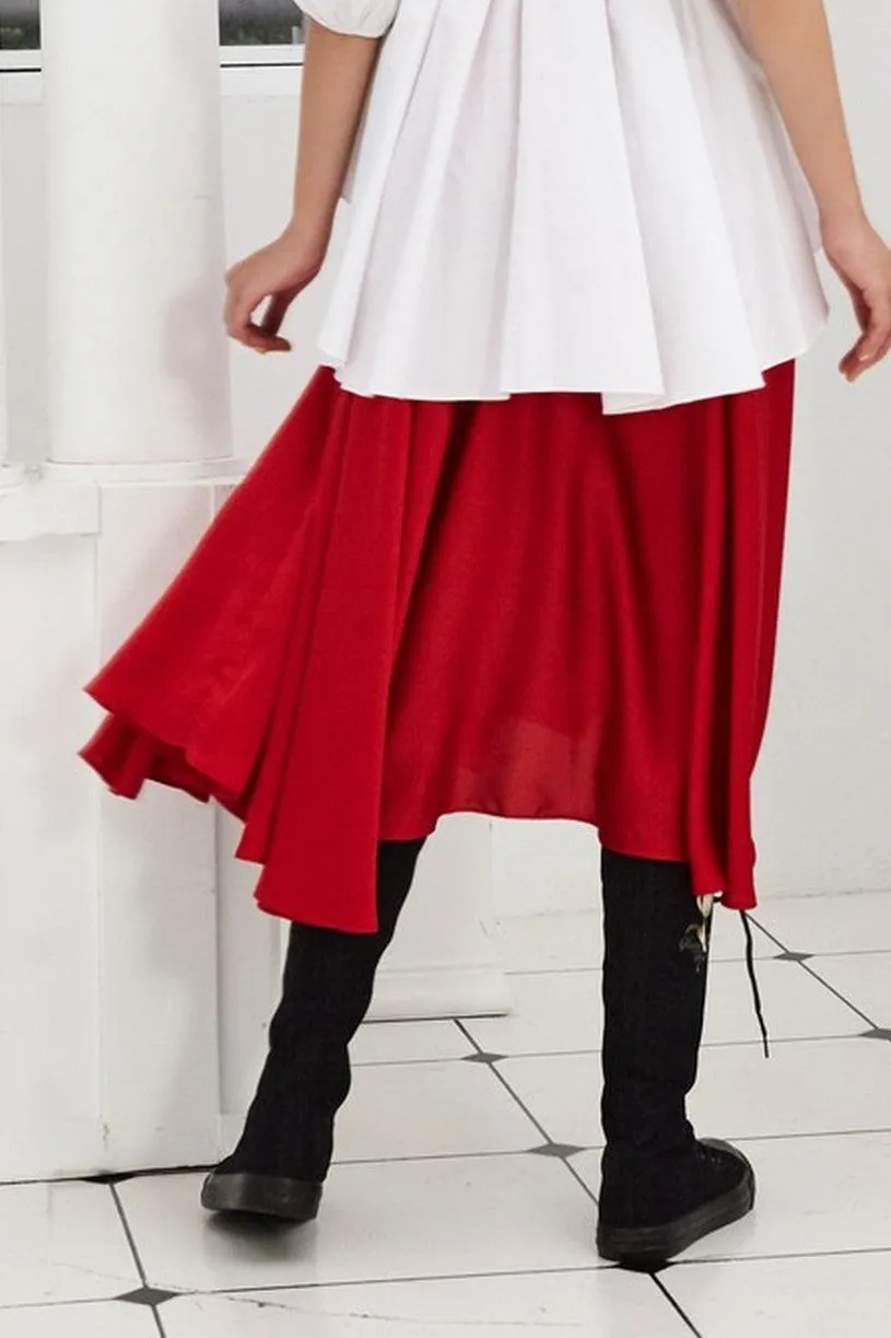 Pre- Order RED SATIN - WRAP SKIRT - RED