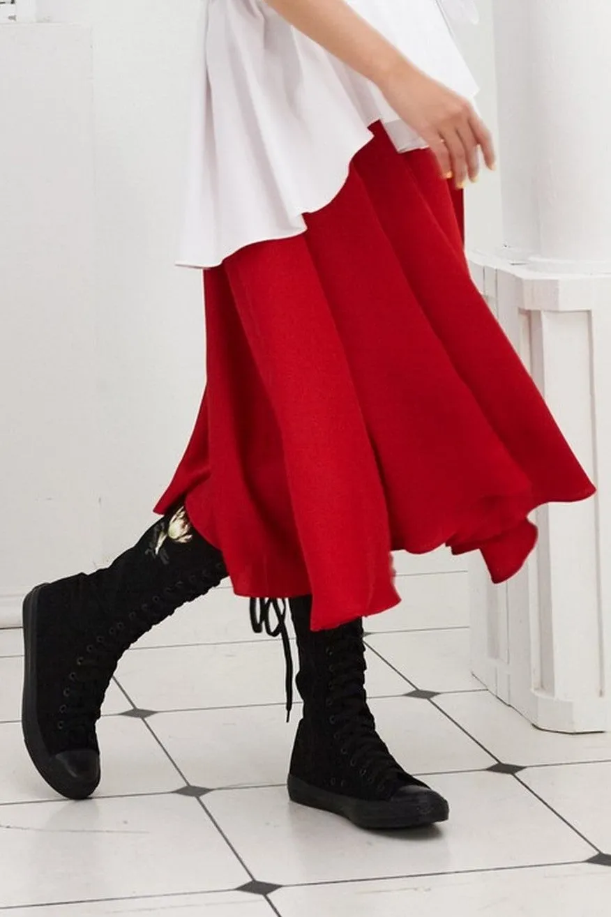 Pre- Order RED SATIN - WRAP SKIRT - RED