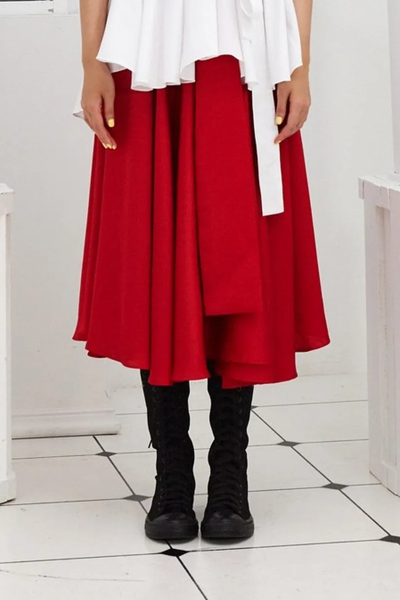 Pre- Order RED SATIN - WRAP SKIRT - RED