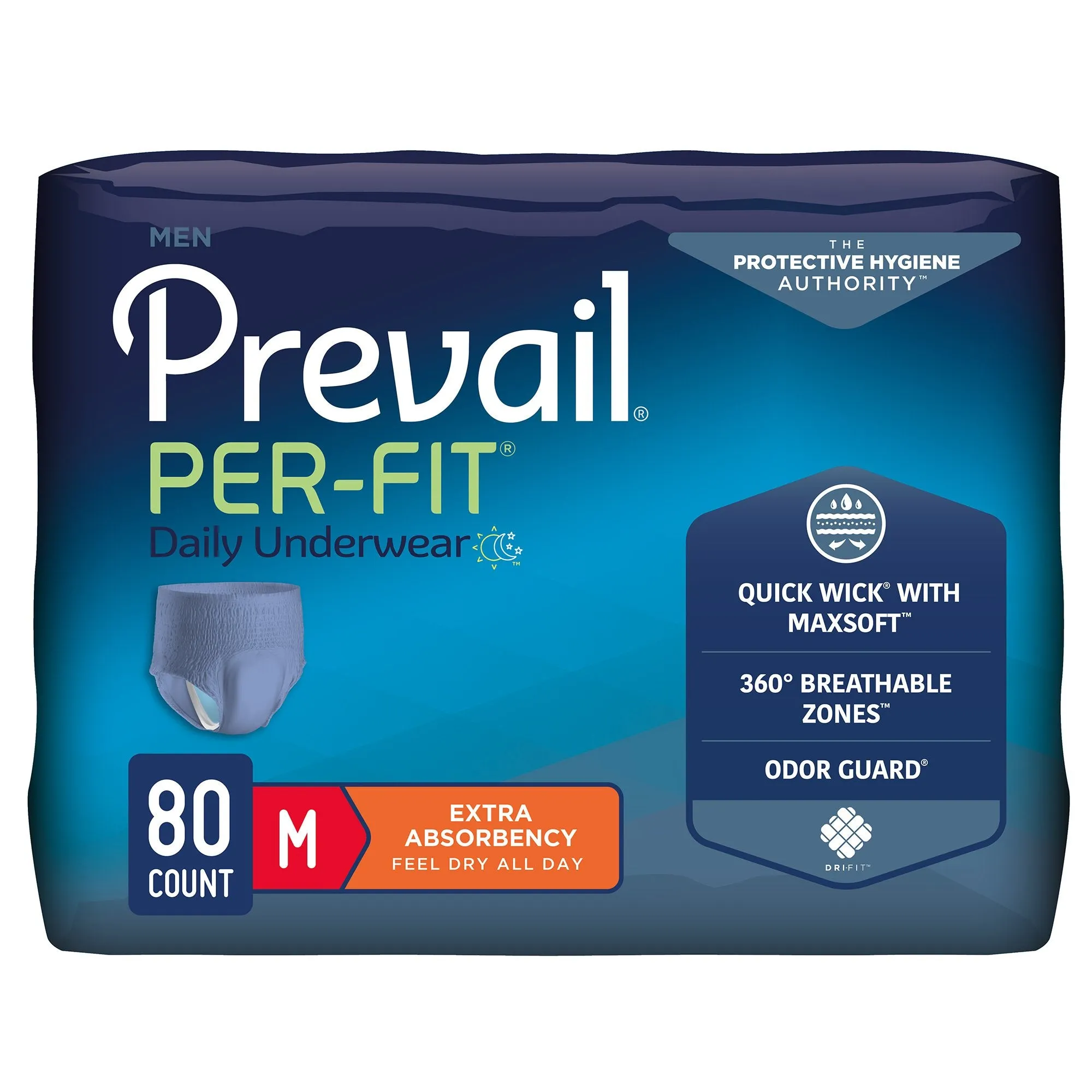 Prevail® Per-Fit® Men Adult Moderate Absorbent Underwear, Medium, White