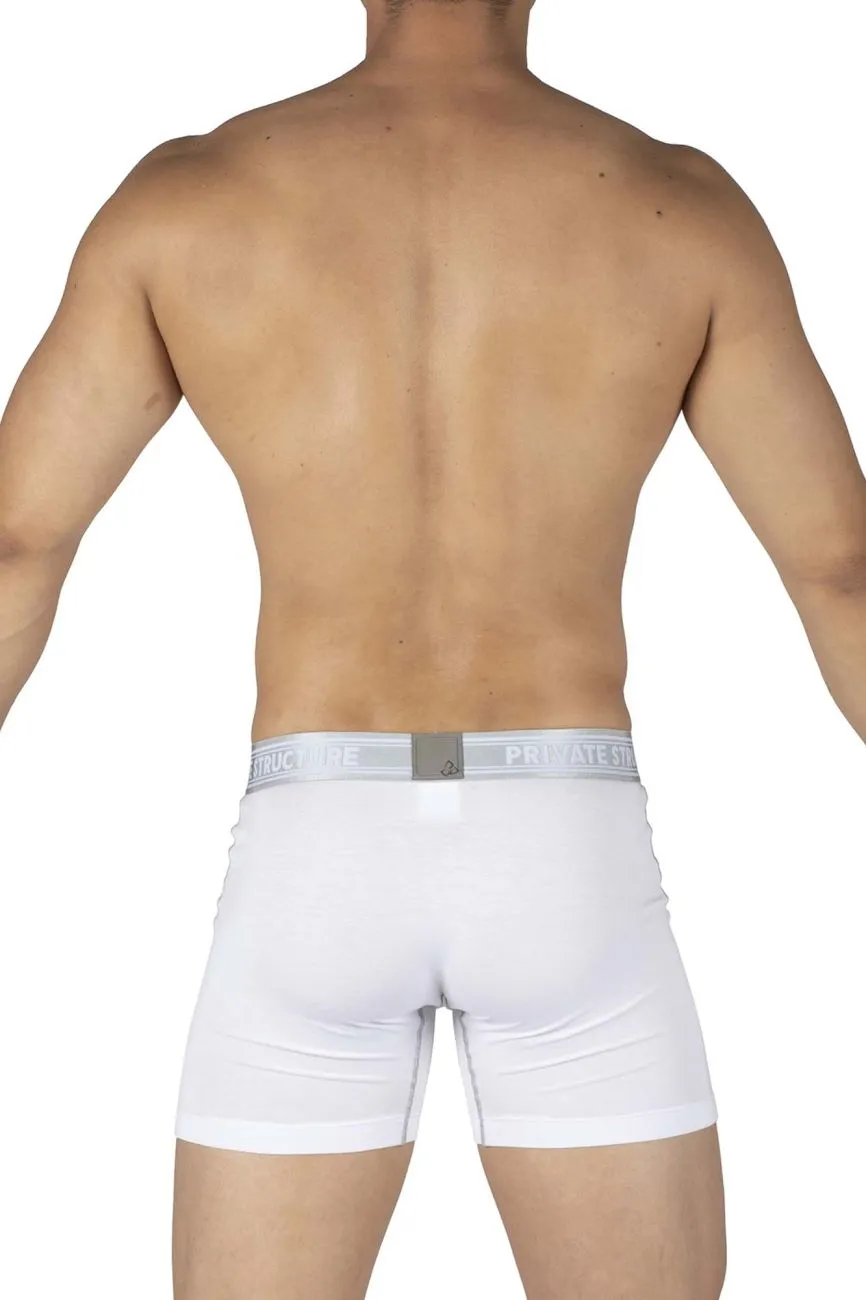 Private Structure PBUT4380 Bamboo Mid Waist Boxer Briefs Color Bright White