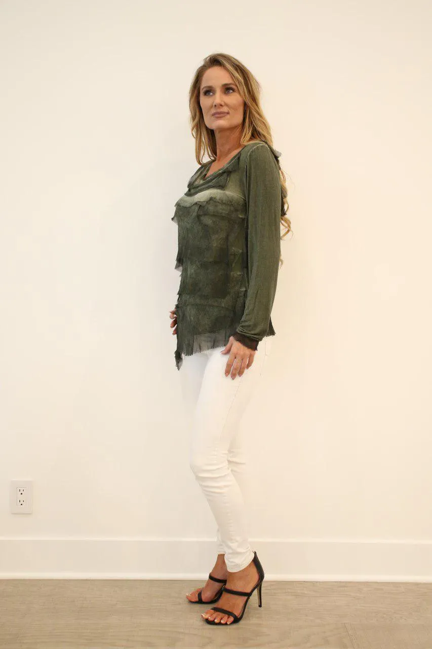 Raw Moda Italian Ruffle Top Long Sleeves